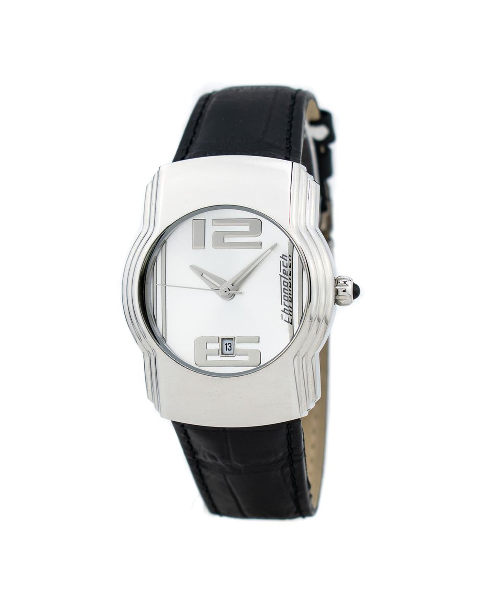 Chronotech Men's Black Leather Watch - One Size