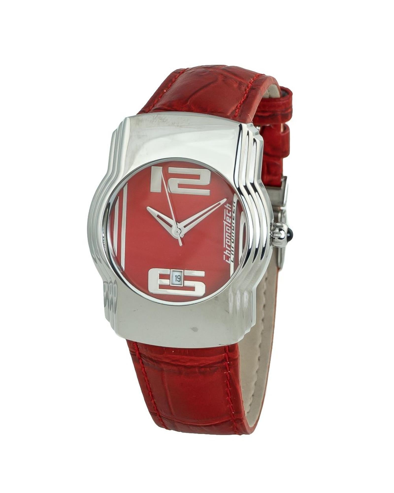 Chronotech Unisex's Red Leather Watch - One Size