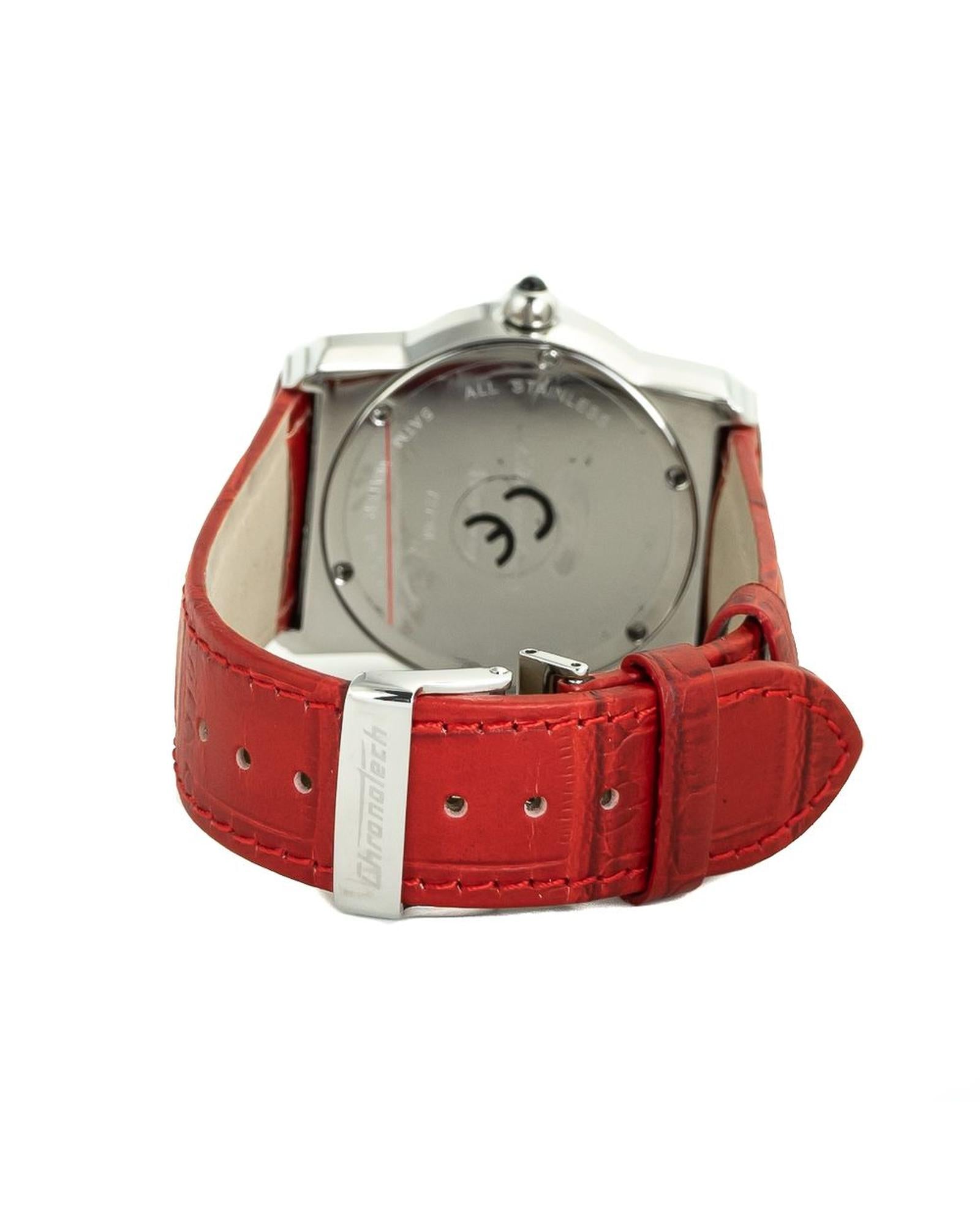 Chronotech Unisex's Red Leather Watch - One Size