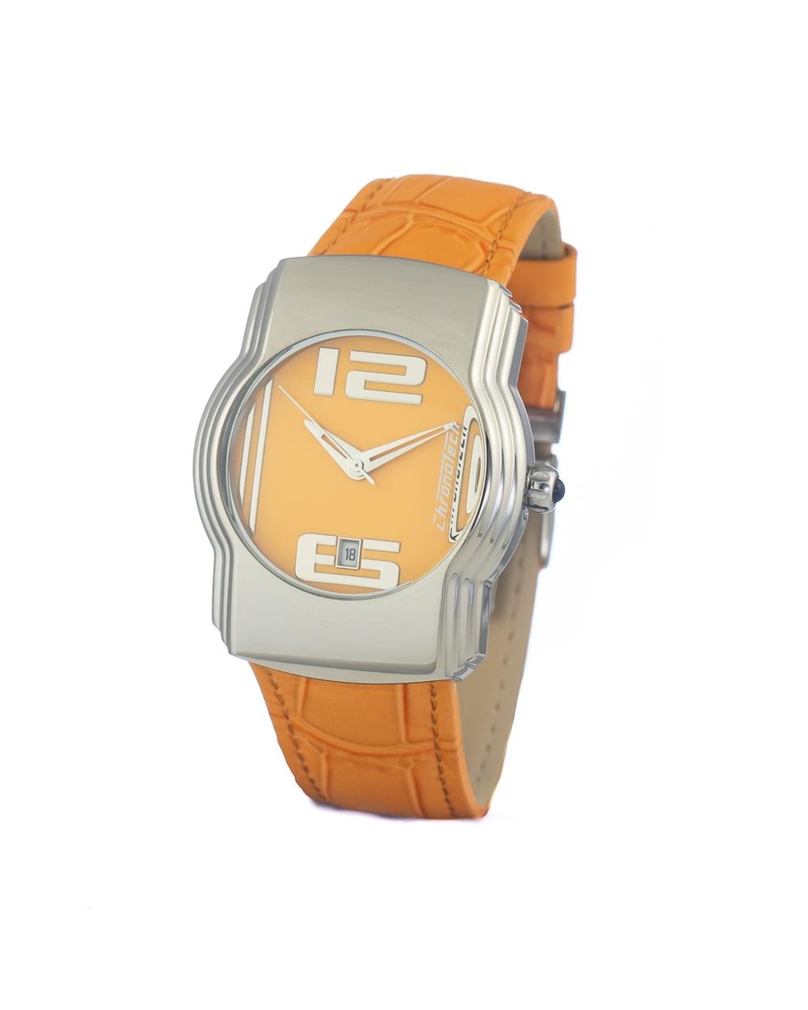 Chronotech Unisex's Orange Leather Watch - One Size