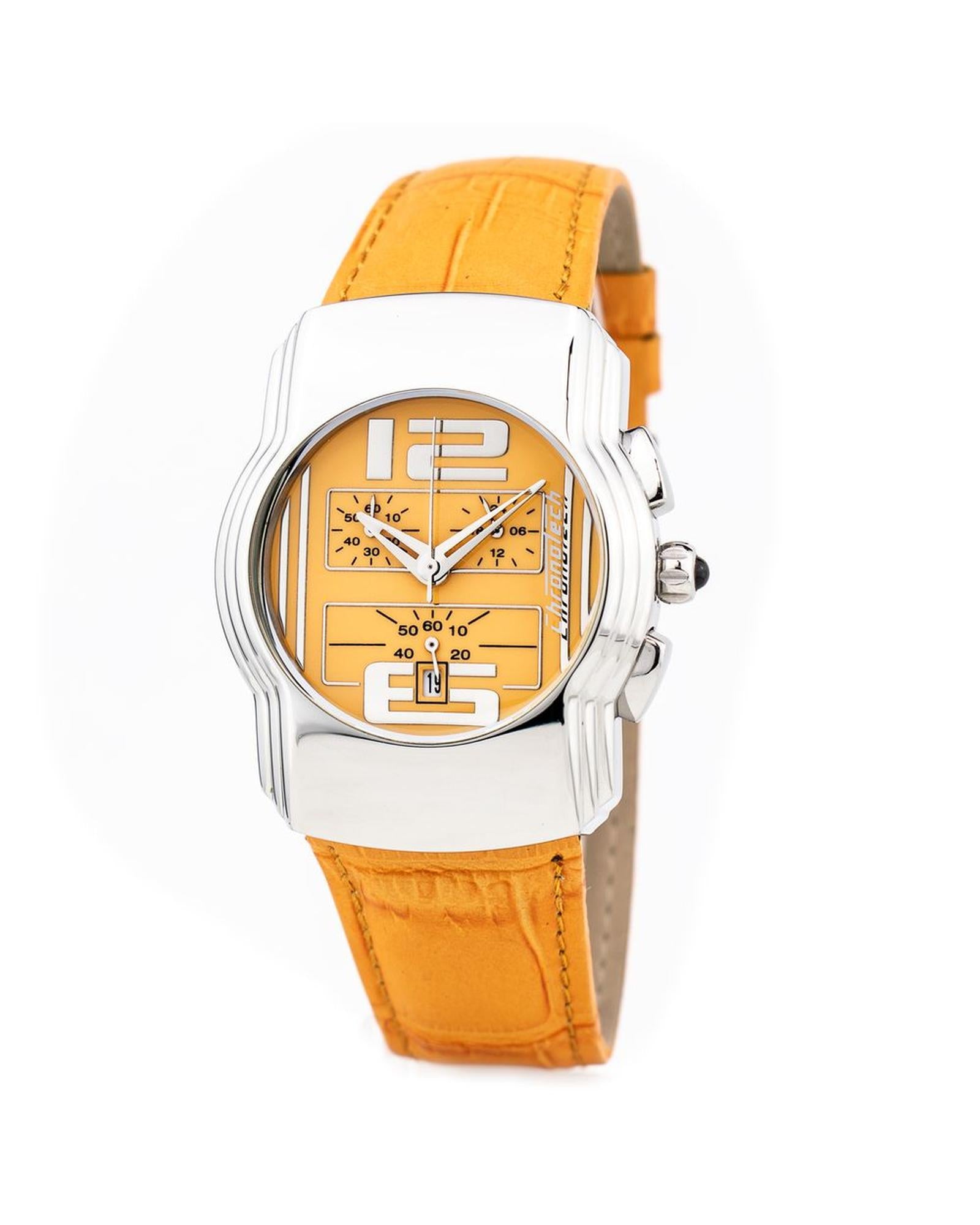 Chronotech Unisex's Orange Leather Watch - One Size