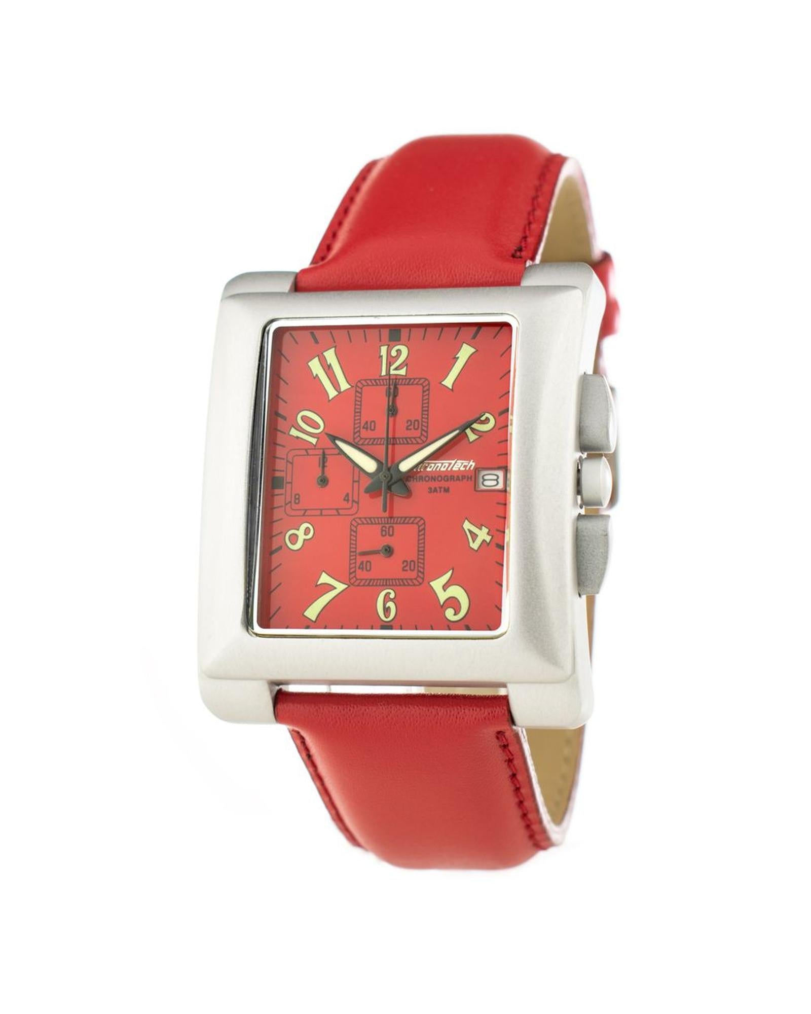 Chronotech Unisex's Red Leather Watch - One Size