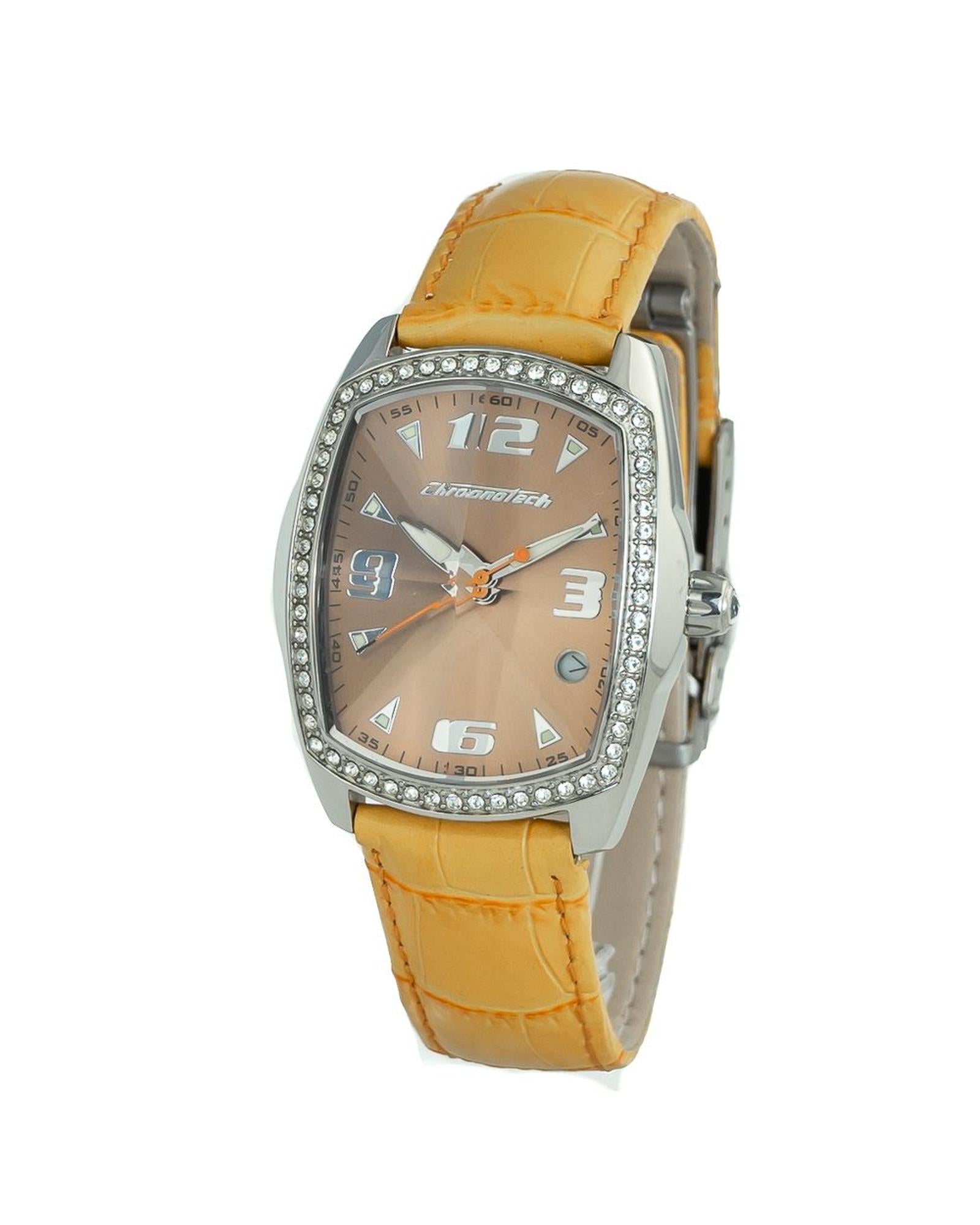 Chronotech Women's Orange Leather Watch - One Size