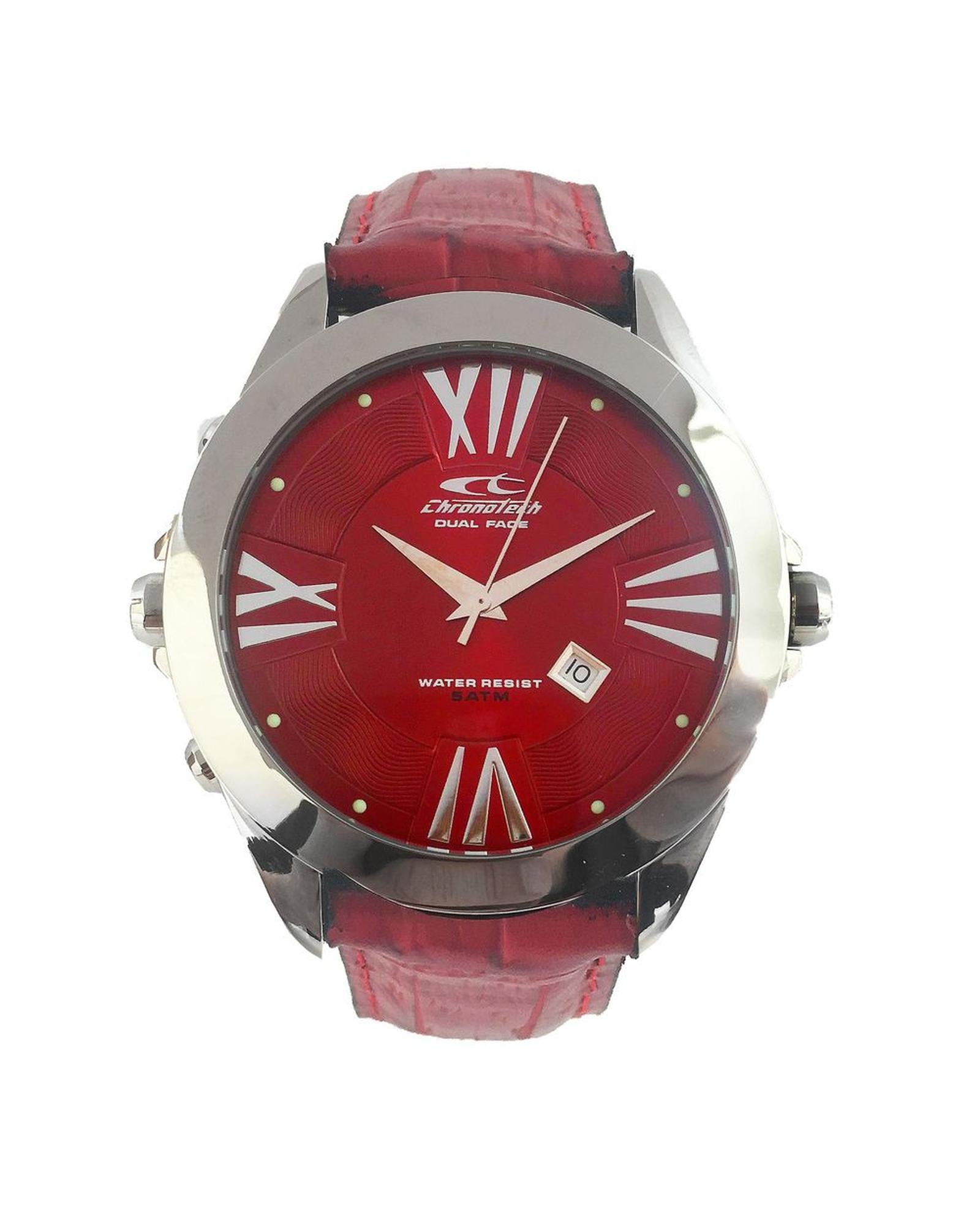 Chronotech Men's Black Leather Watch - One Size