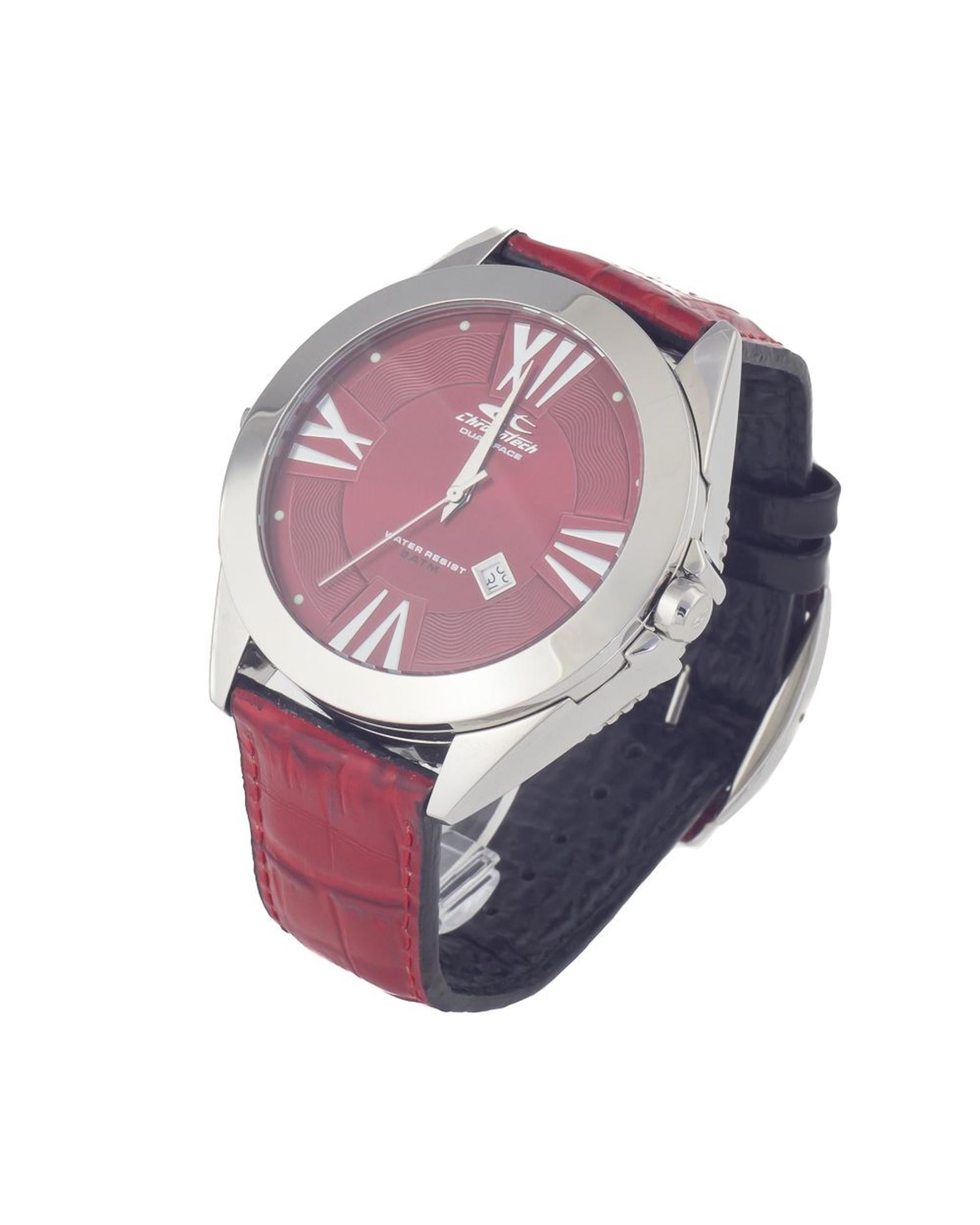 Chronotech Men's Black Leather Watch - One Size