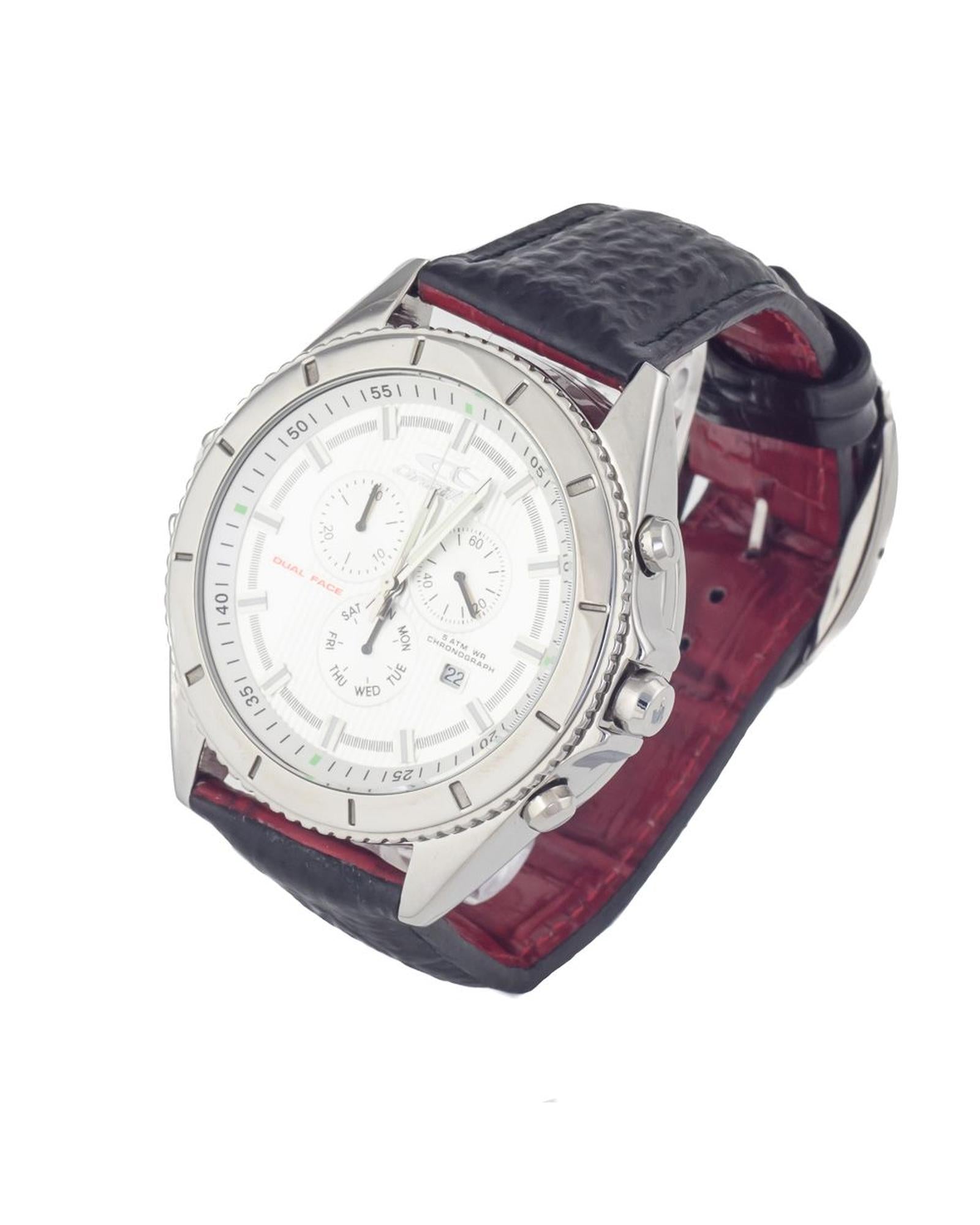 Chronotech Men's Black Leather Watch - One Size