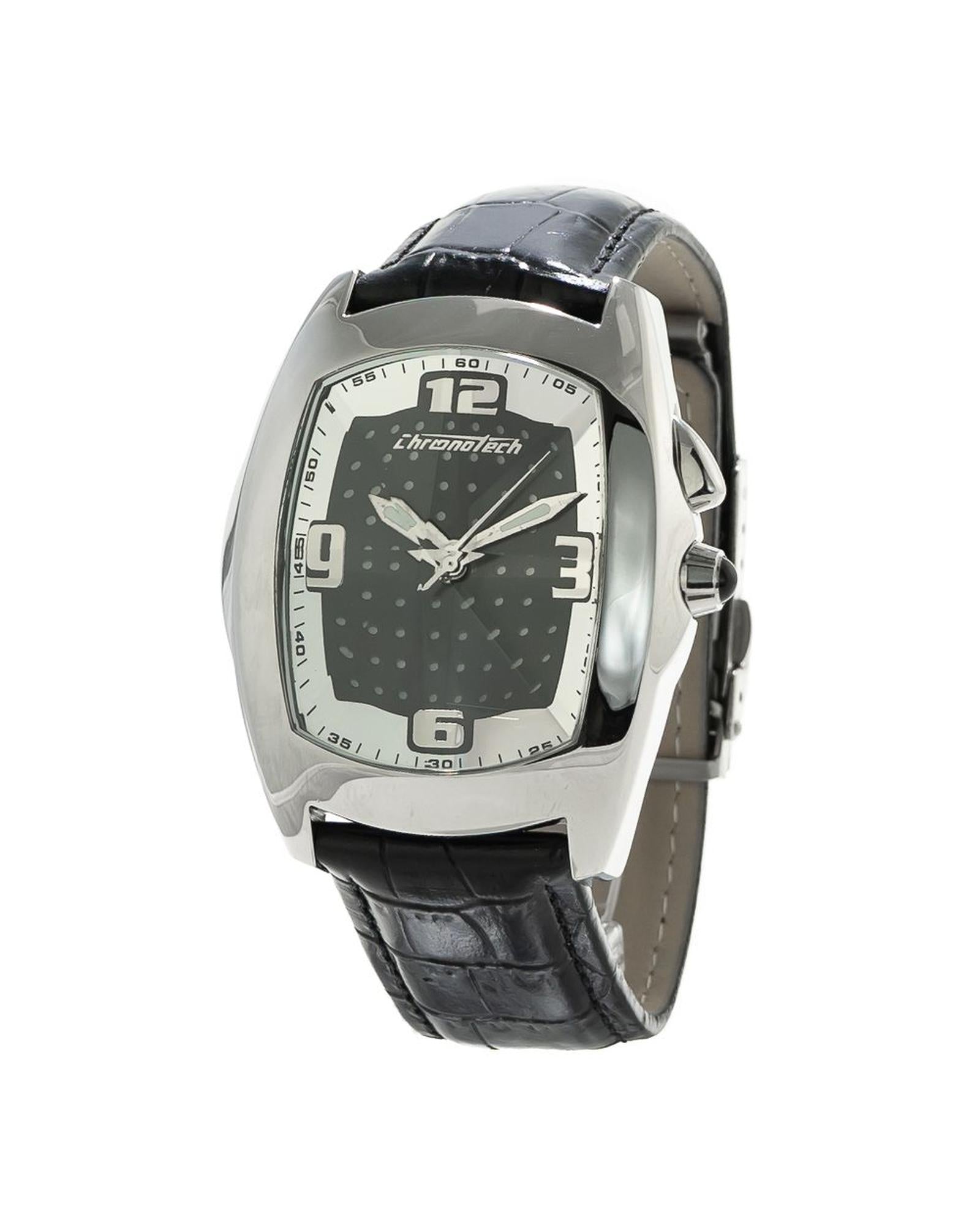Chronotech Men's Black Leather Watch - One Size