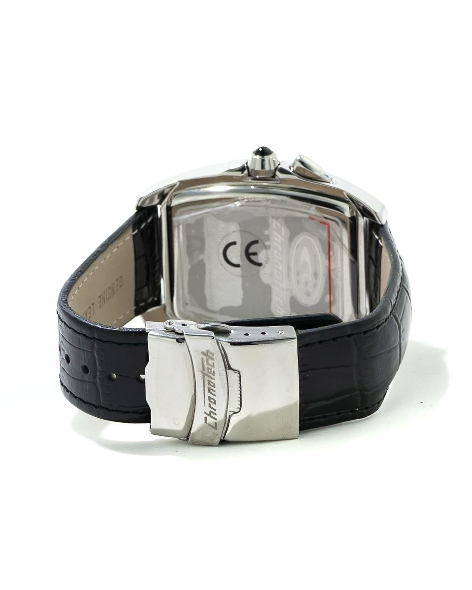 Chronotech Men's Black Leather Watch - One Size