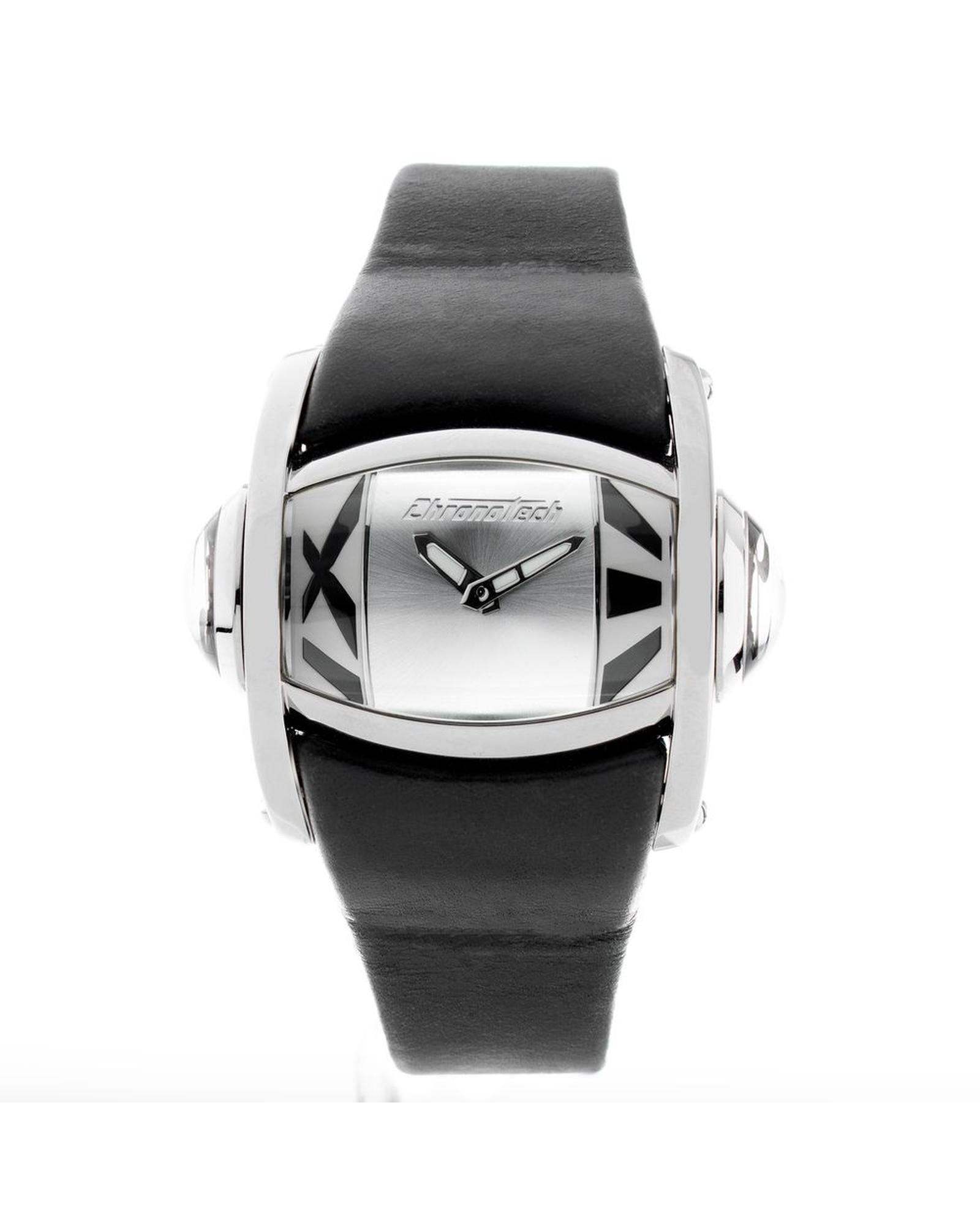 Chronotech Unisex's Black Leather Watch - One Size