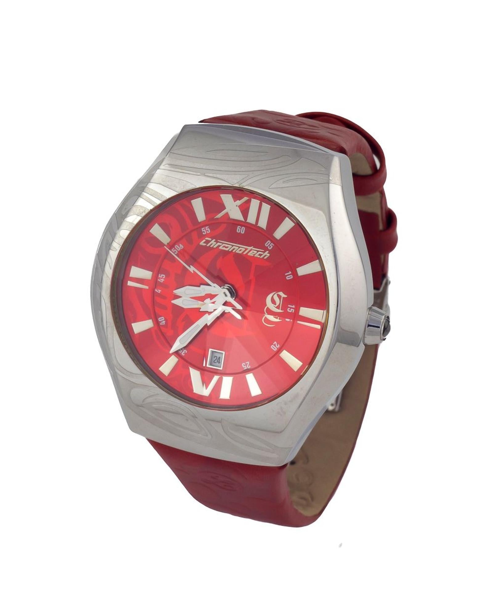 Chronotech Men's Red Leather Watch - One Size