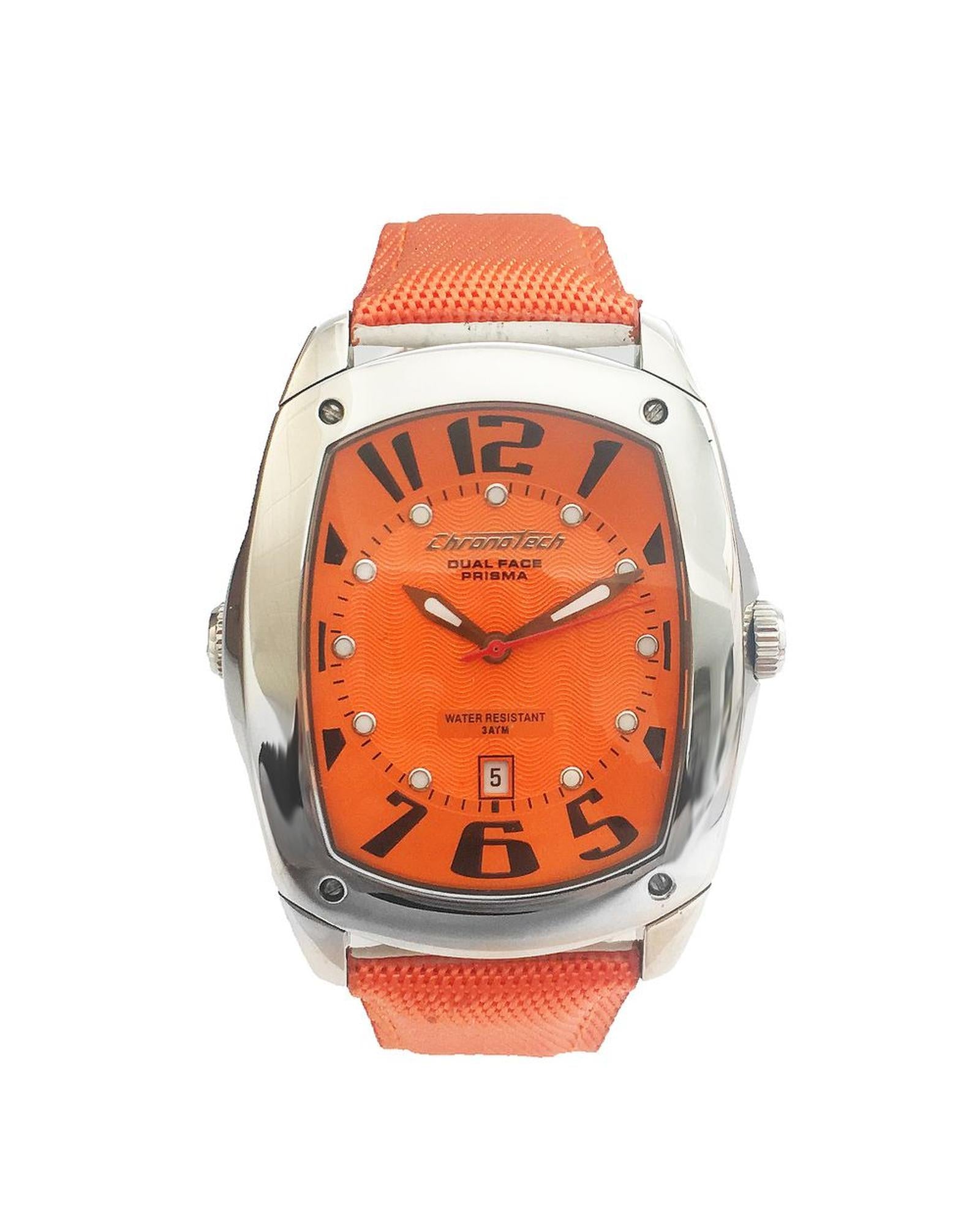 Chronotech Unisex's Orange Leather Watch - One Size
