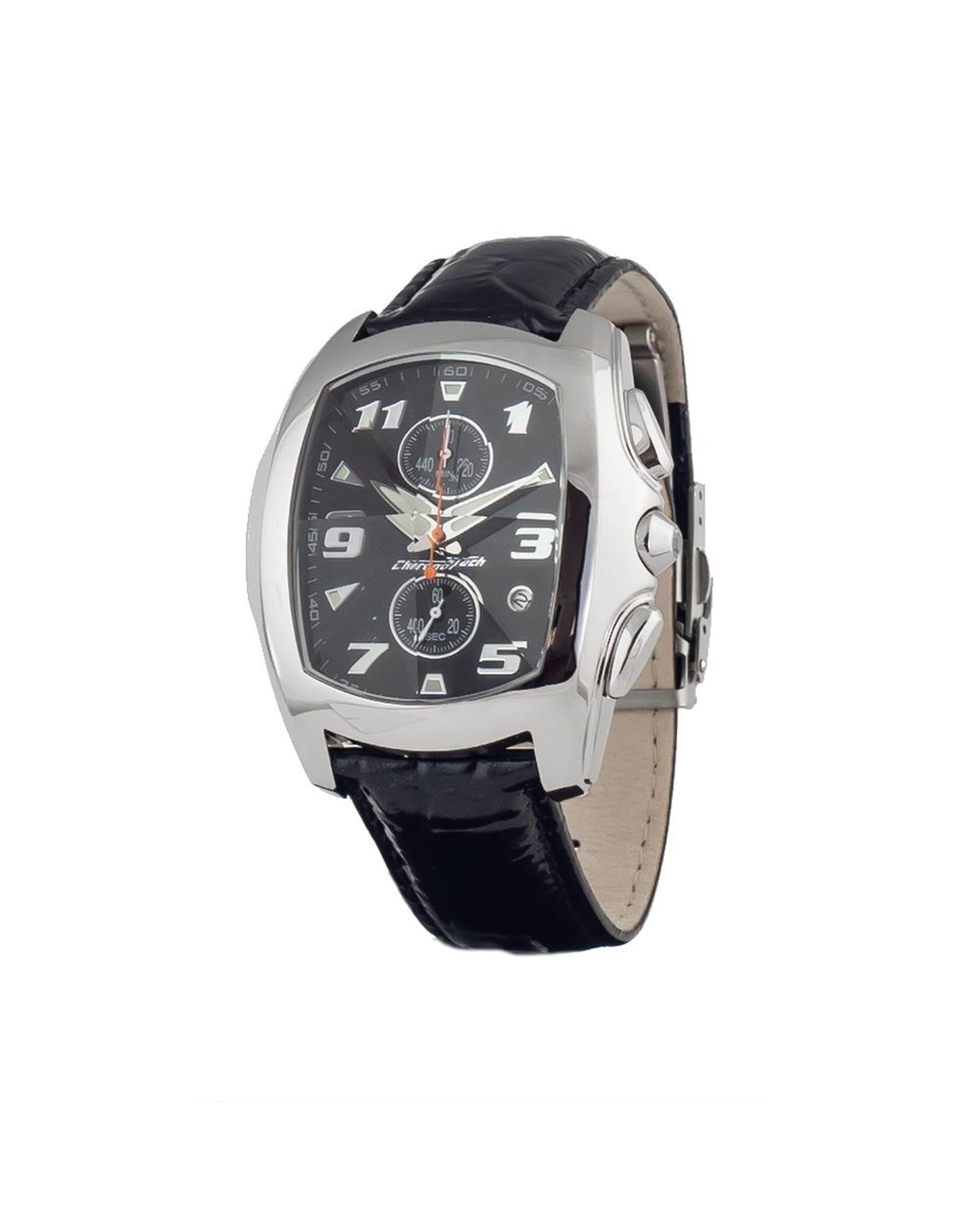 Chronotech Men's Black Leather Watch - One Size