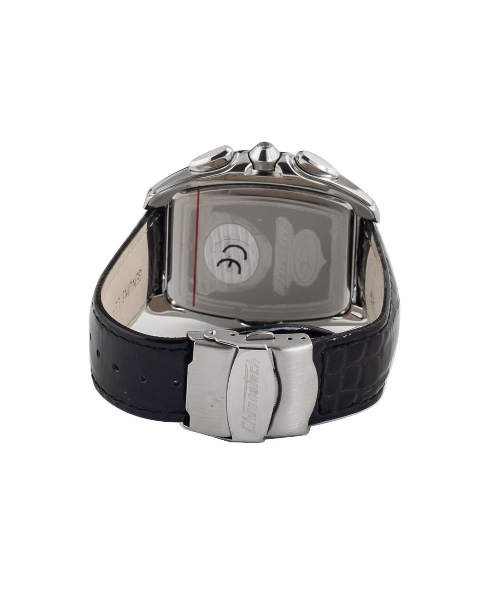 Chronotech Men's Black Leather Watch - One Size