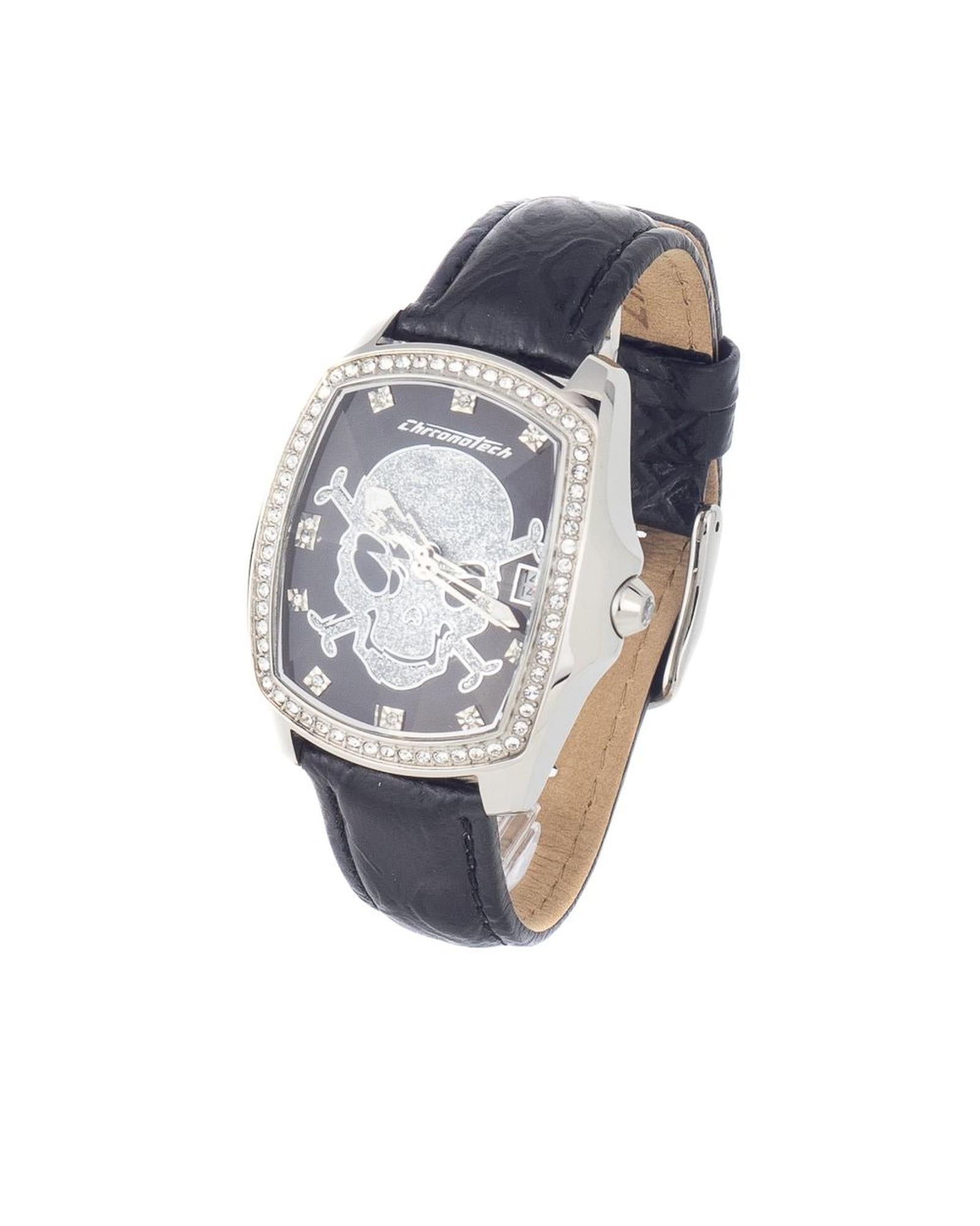 Chronotech Women's Black Leather Watch - One Size
