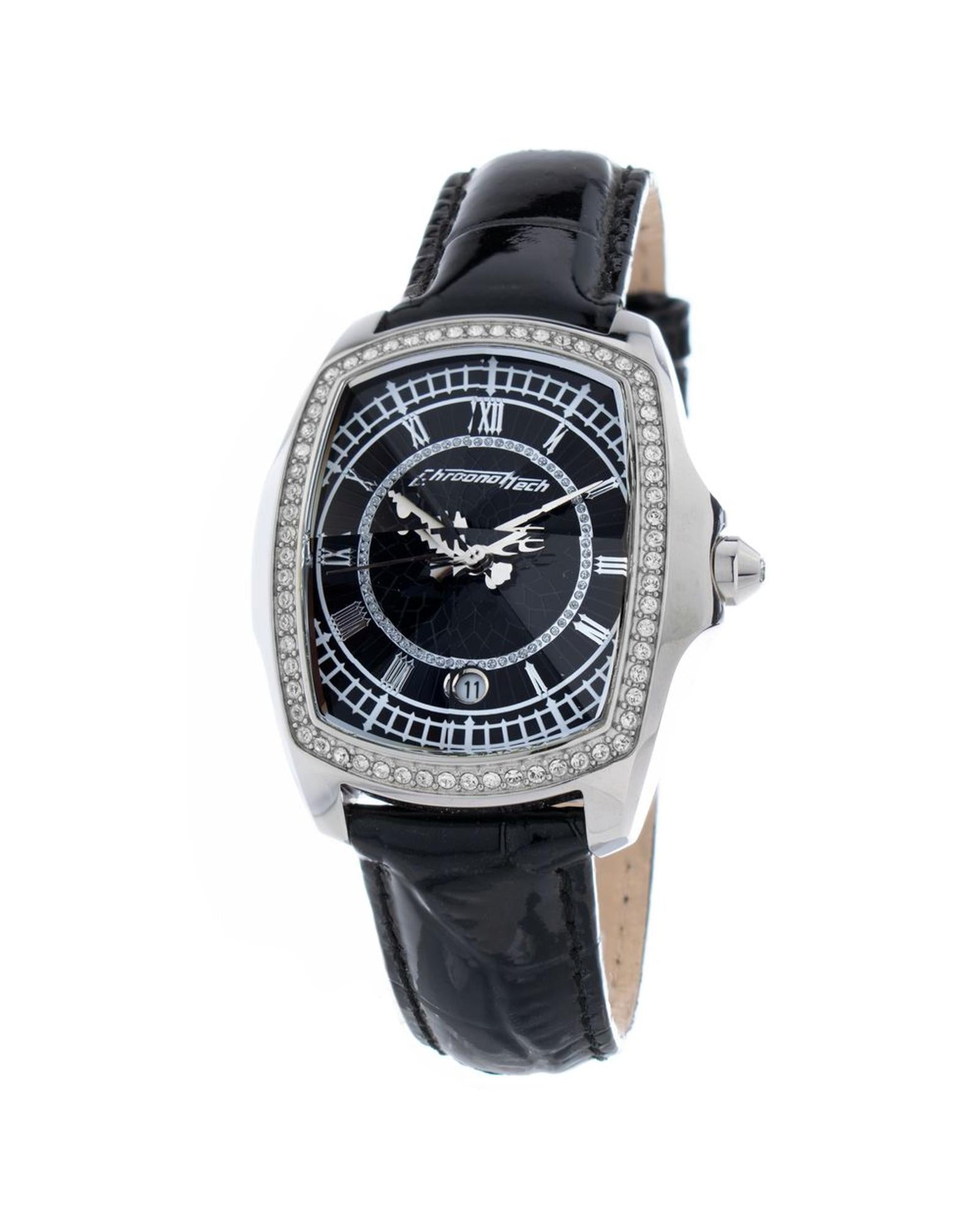 Chronotech Women's Black Leather Watch - One Size