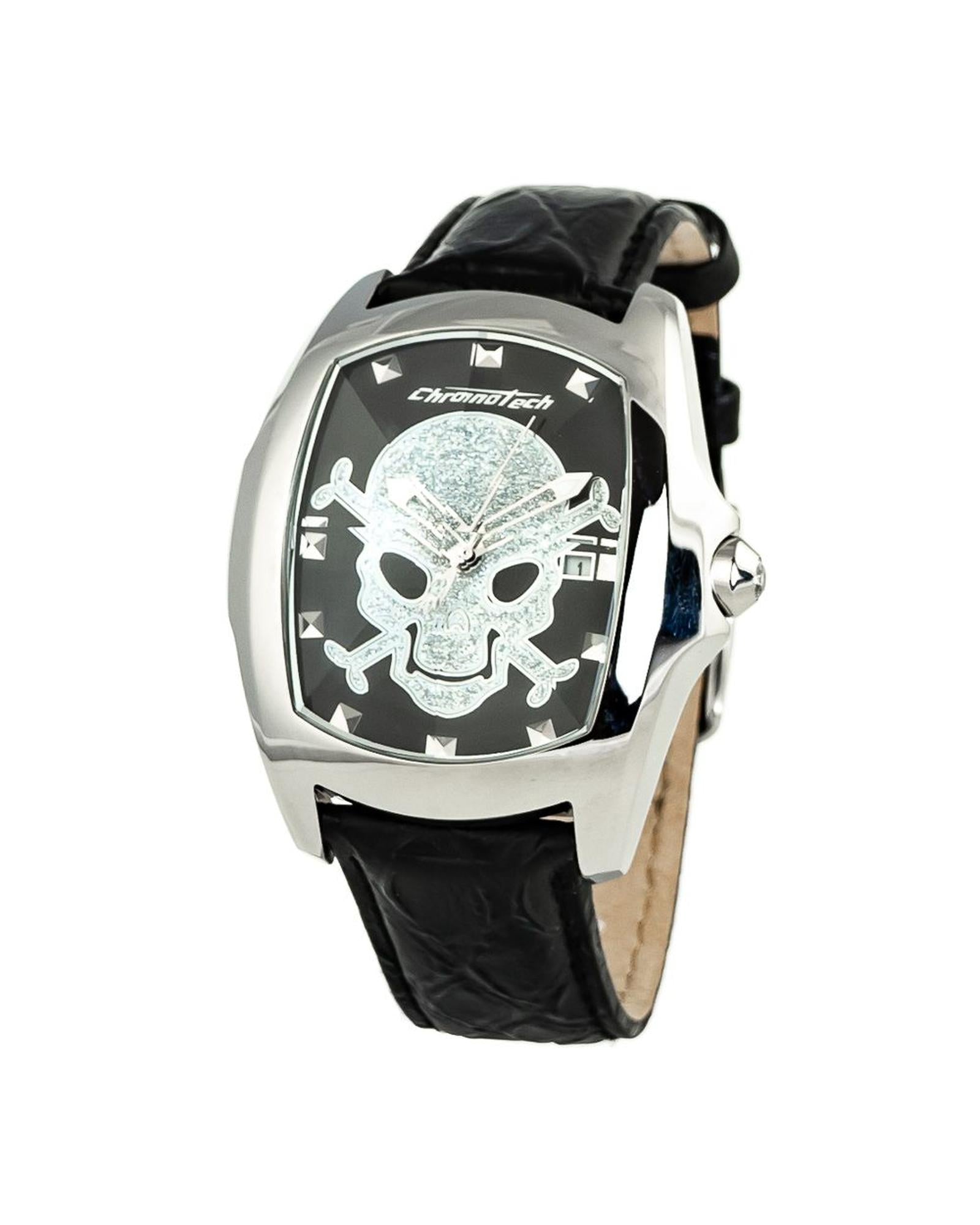 Chronotech Men's Black Leather Watch - One Size
