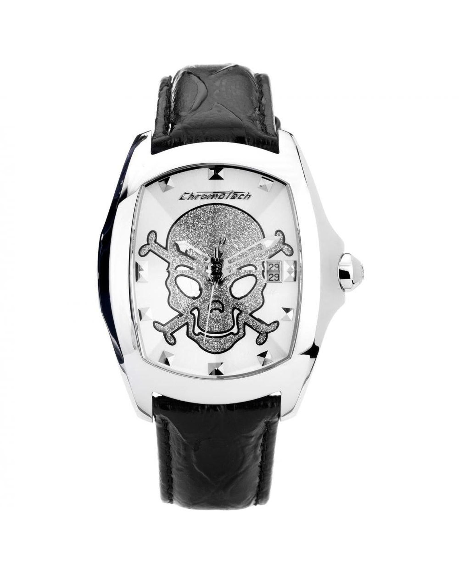 Chronotech Men's Black Leather Watch - One Size