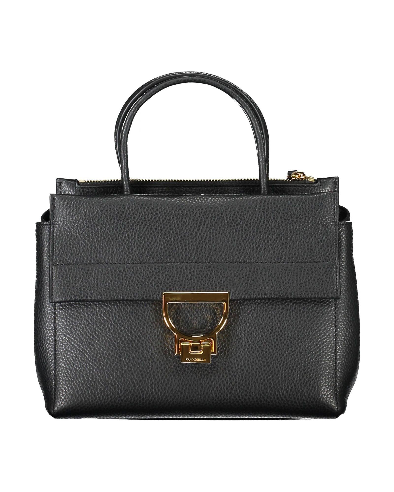 Coccinelle Women's Elegant Black Leather Handbag With Versatile Straps - One Size