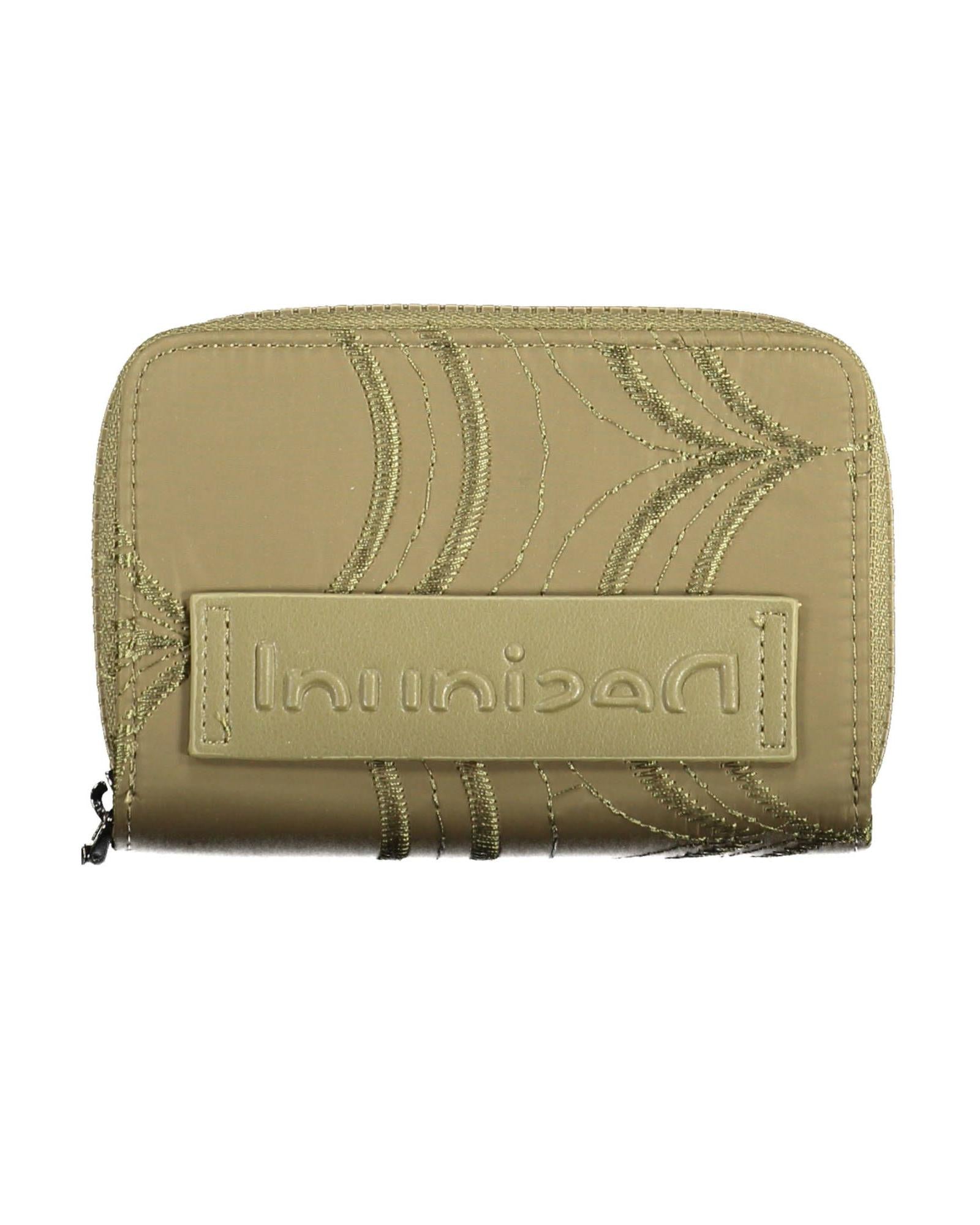 Desigual Women's Elegant Green Zip Wallet with Contrasting Details - One Size