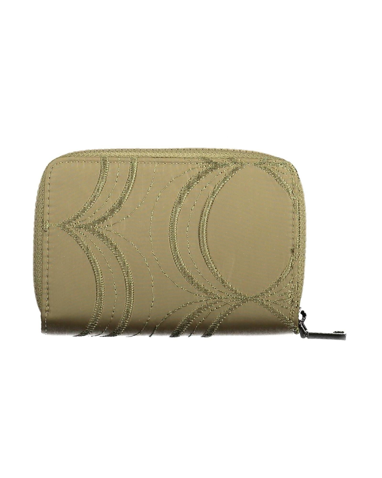 Desigual Women's Elegant Green Zip Wallet with Contrasting Details - One Size