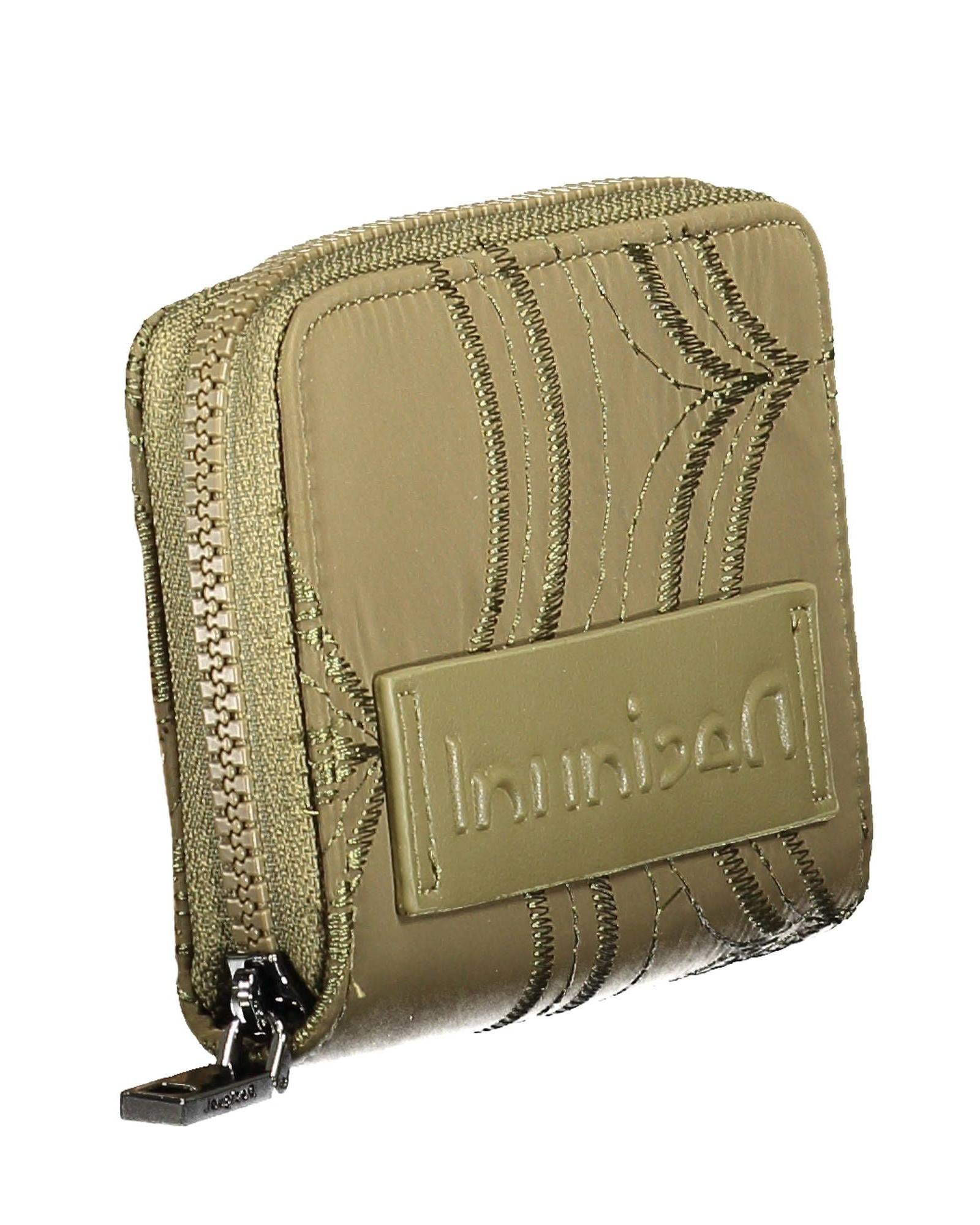 Desigual Women's Elegant Green Zip Wallet with Contrasting Details - One Size 3