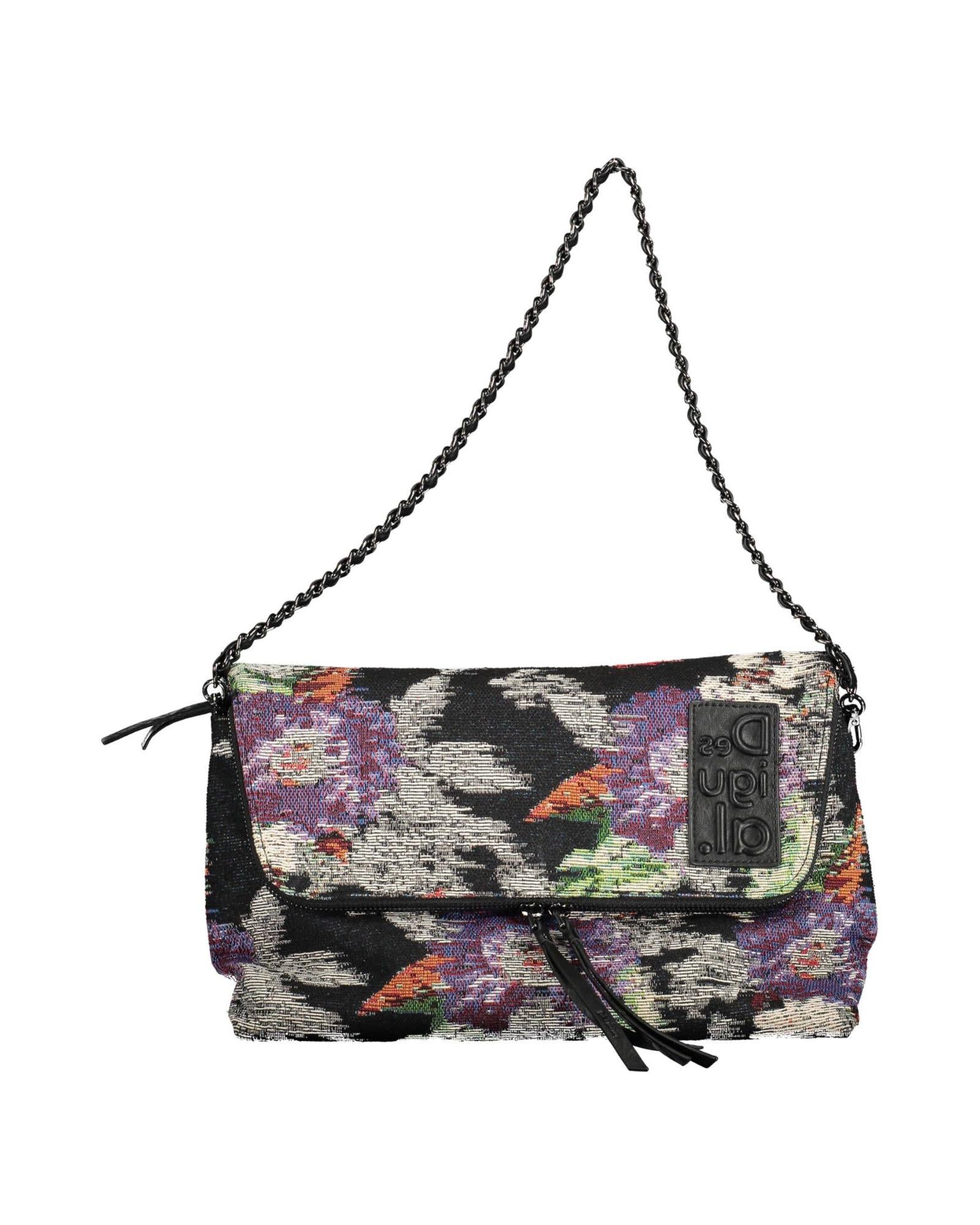 Desigual Women's Chic Black Cotton Handbag with Contrasting Details - One Size