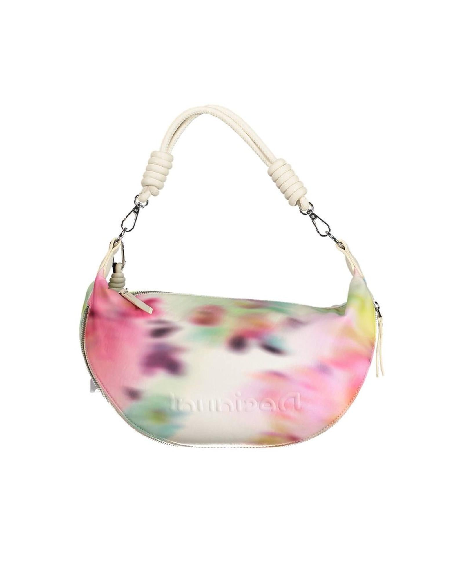 Desigual Women's Chic White Expandable Handbag with Contrasting Accents - One Size