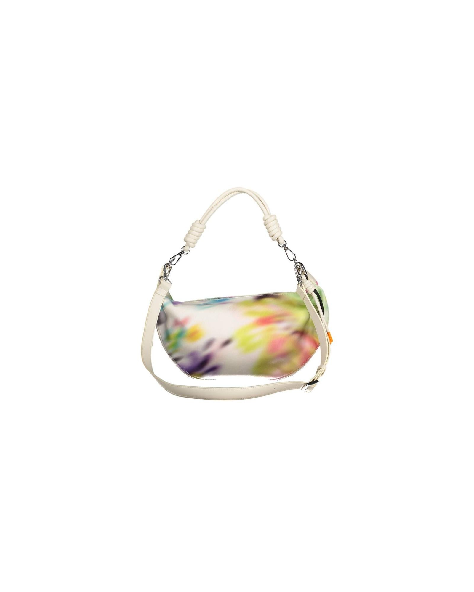Desigual Women's Chic White Expandable Handbag with Contrasting Accents - One Size