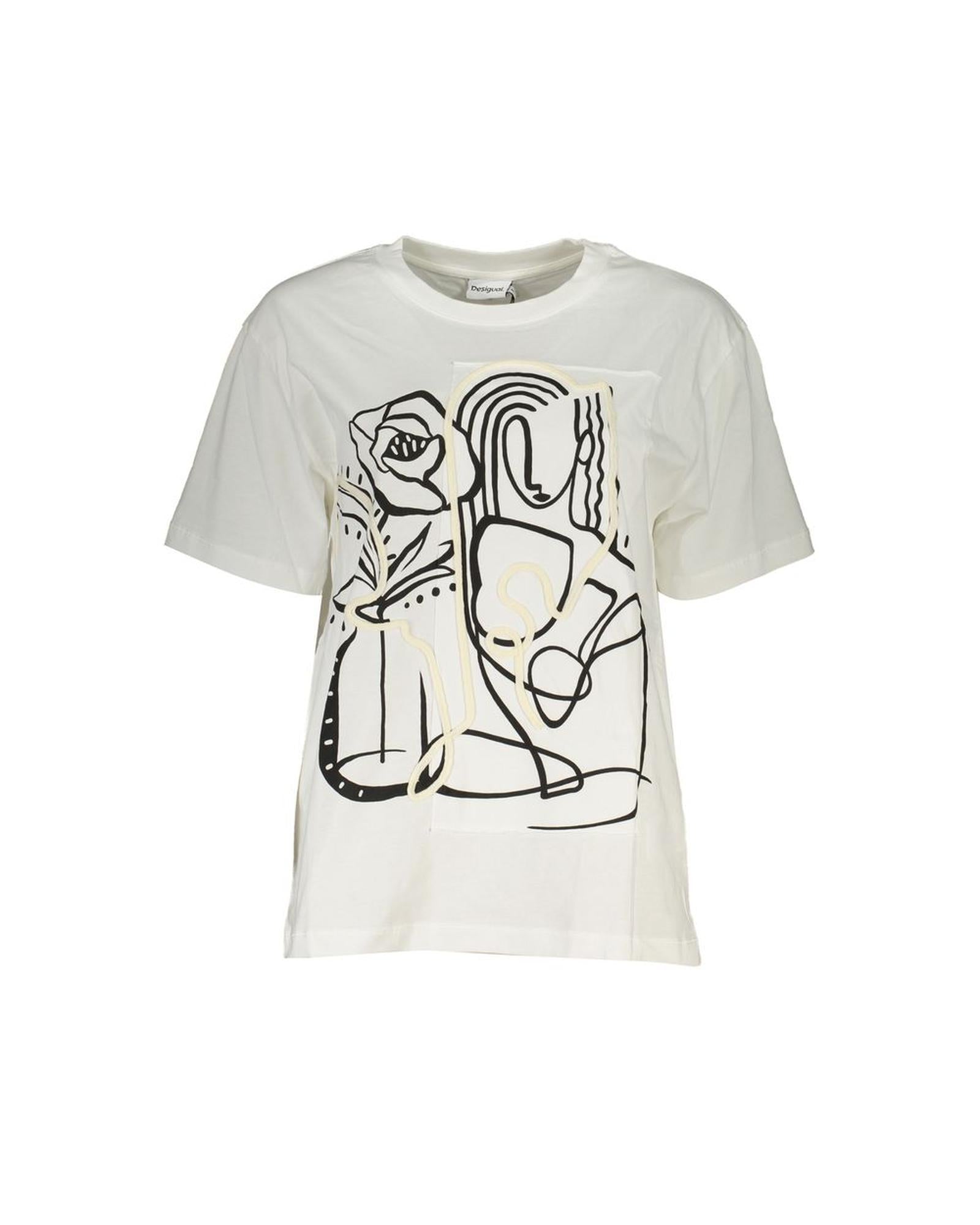 Desigual Women's White Cotton Tops & T-Shirt - XS