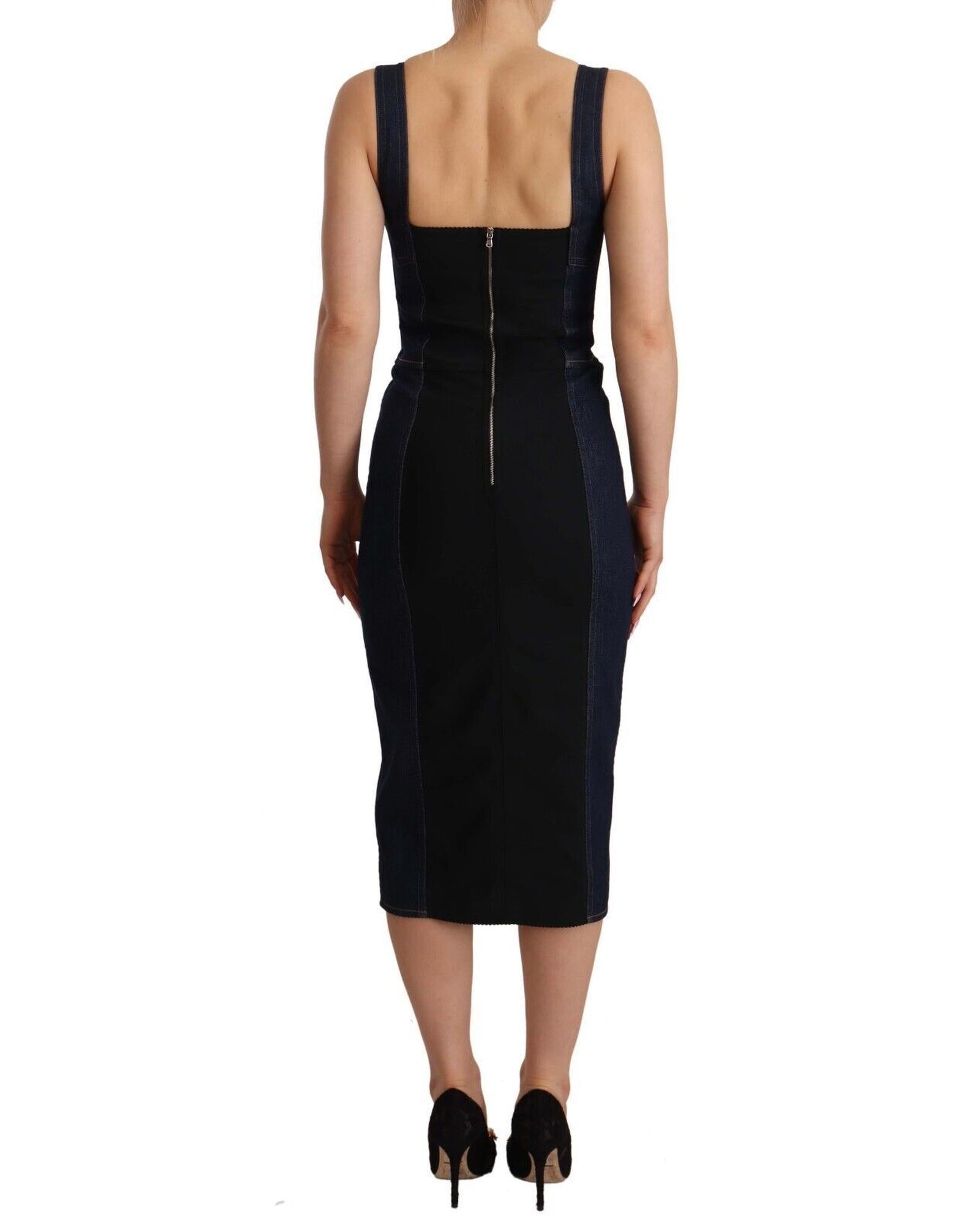 Gorgeous Dolce & Gabbana Denim Sleeveless Sheath Midi Dress 38 IT Women 3