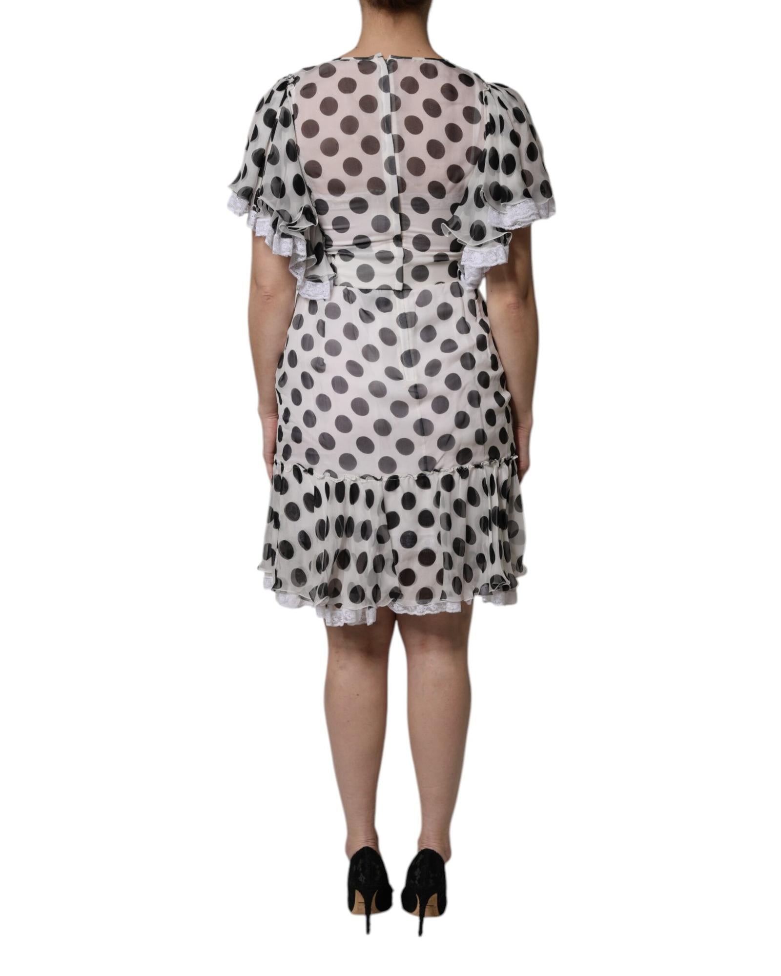 Dolce & Gabbana Women's White Polka Dotted Silk Blend A-line Dress - 36 IT 4