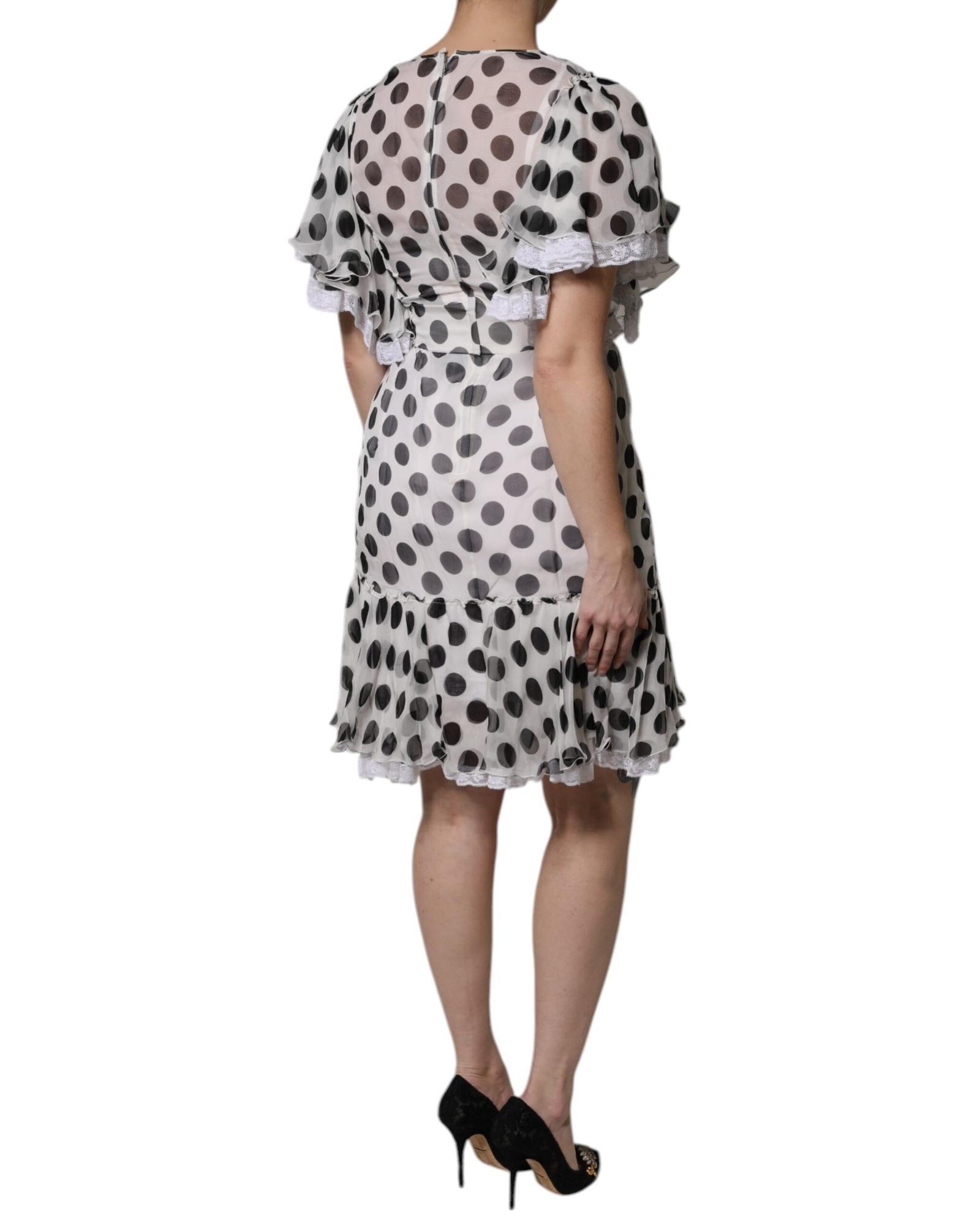 Dolce & Gabbana Women's White Polka Dotted Silk Blend A-line Dress - 36 IT 5