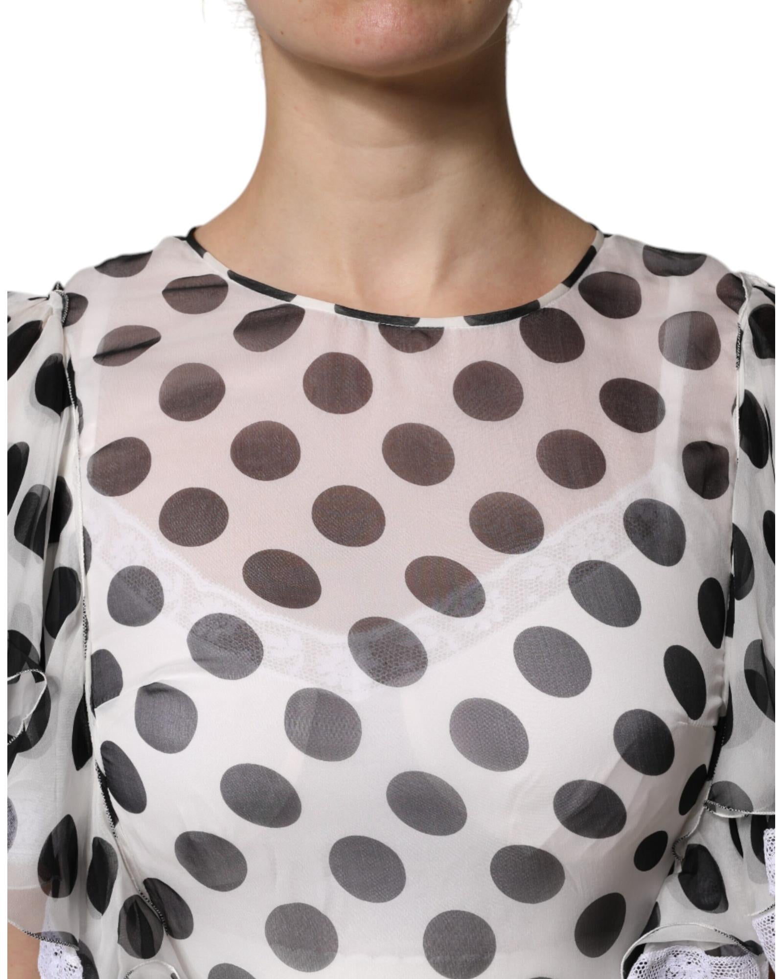 Dolce & Gabbana Women's White Polka Dotted Silk Blend A-line Dress - 36 IT 6