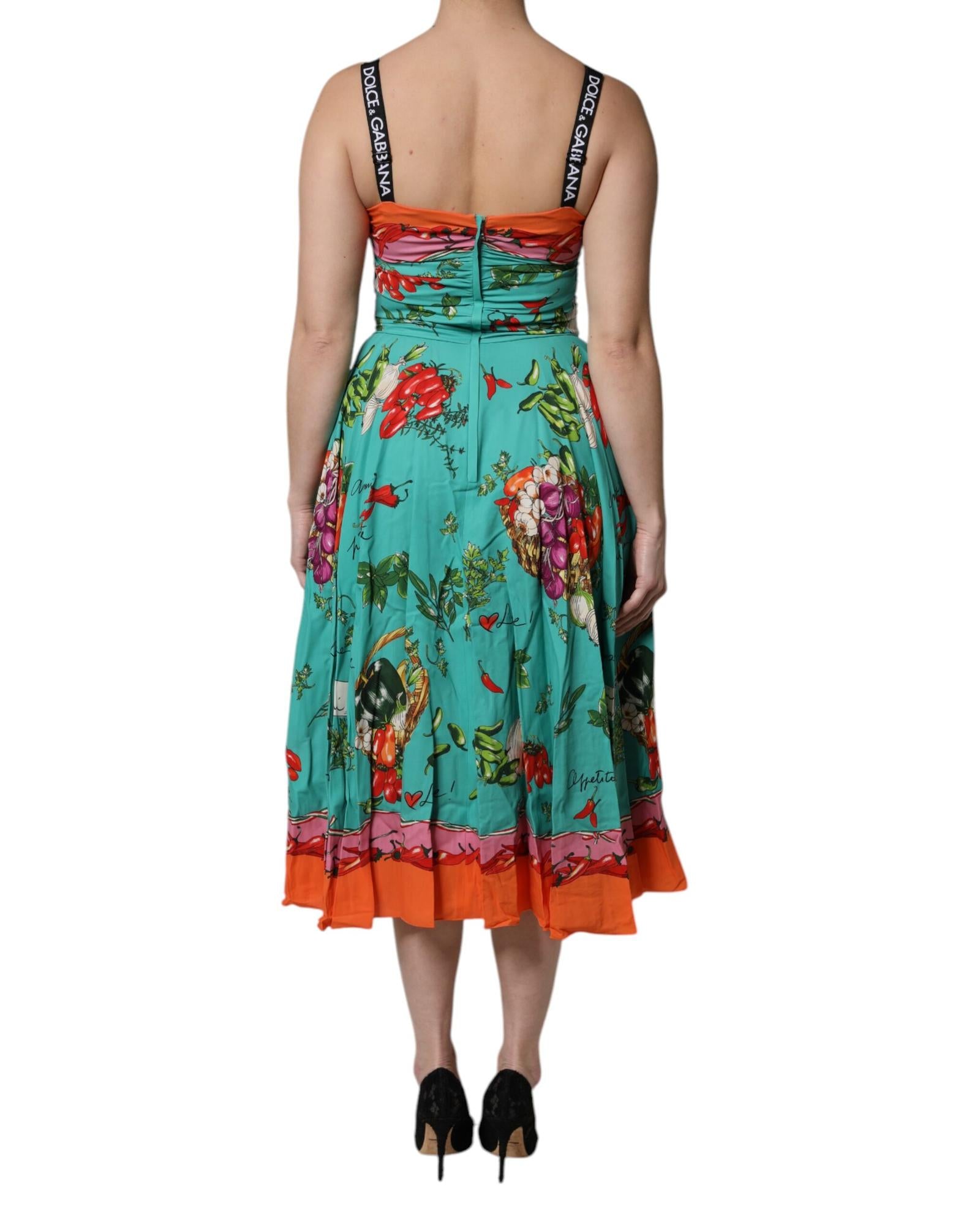 Dolce & Gabbana Women's Multicolor Printed Silk Sleeveless Midi Dress - 42 IT 4
