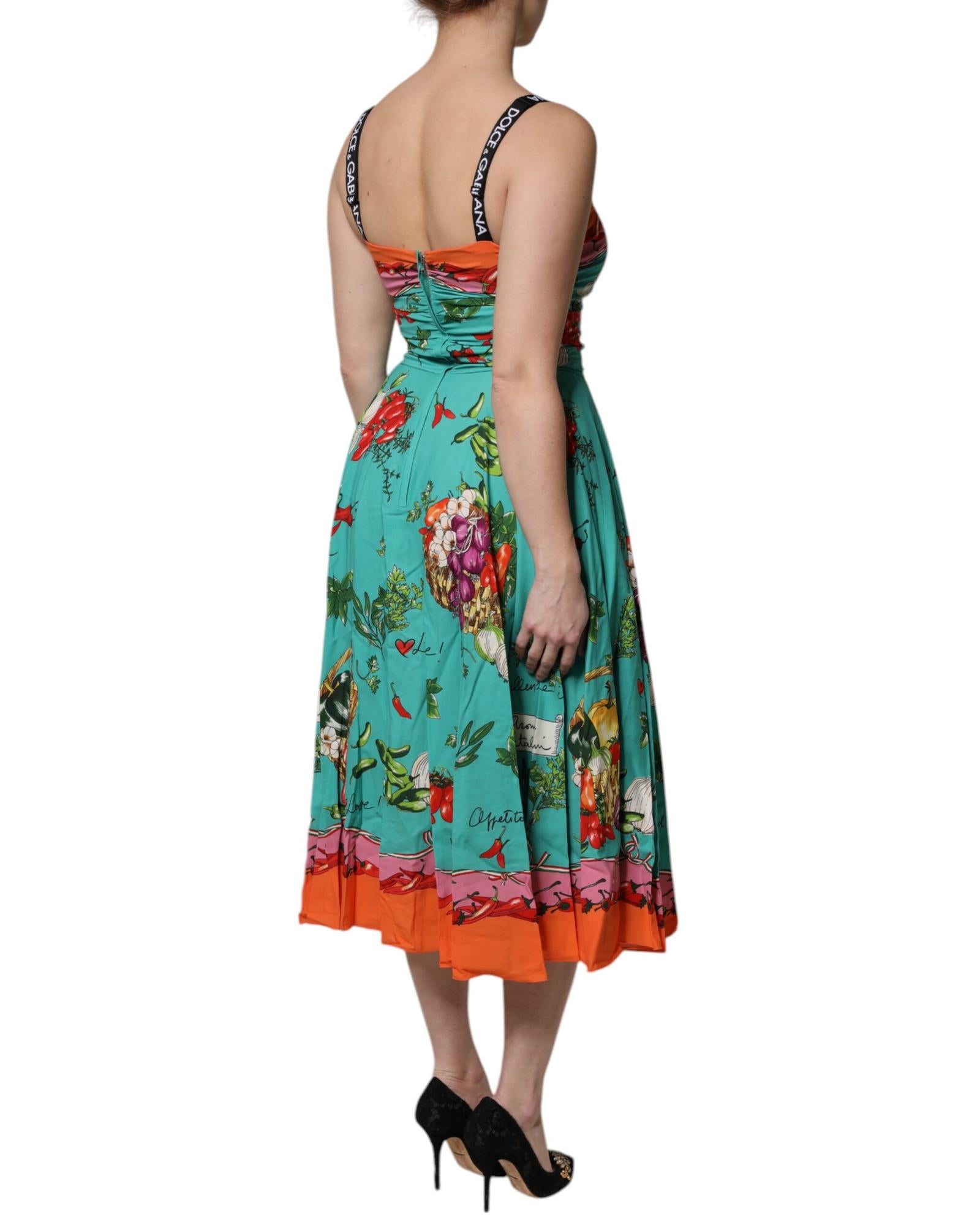 Dolce & Gabbana Women's Multicolor Printed Silk Sleeveless Midi Dress - 42 IT 5