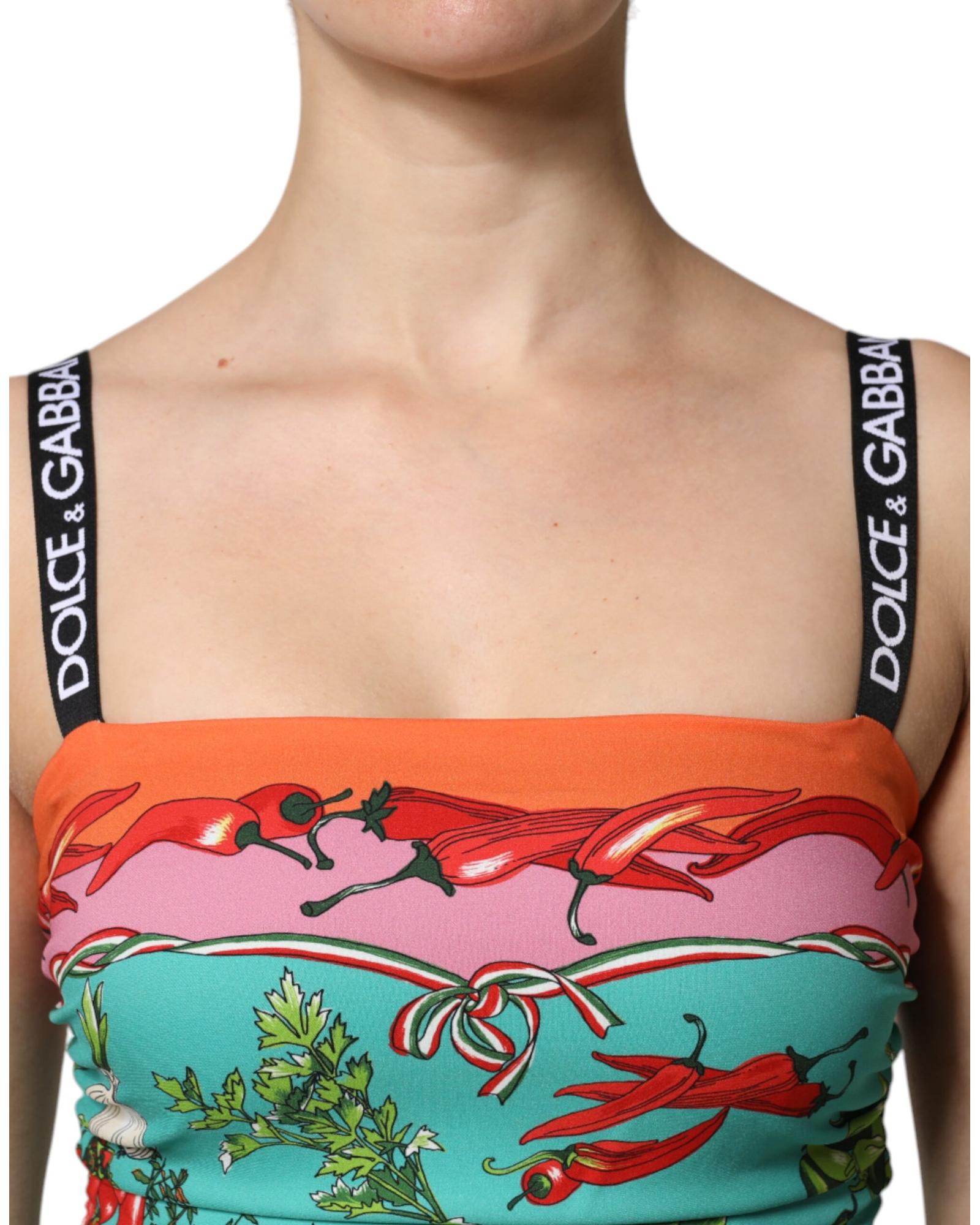 Dolce & Gabbana Women's Multicolor Printed Silk Sleeveless Midi Dress - 46 IT 6