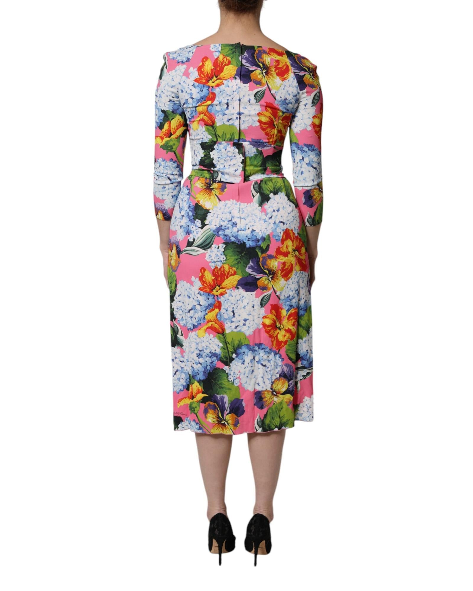 Dolce & Gabbana Women's Multicolor Floral Side Slit Midi Dress - 36 IT 4