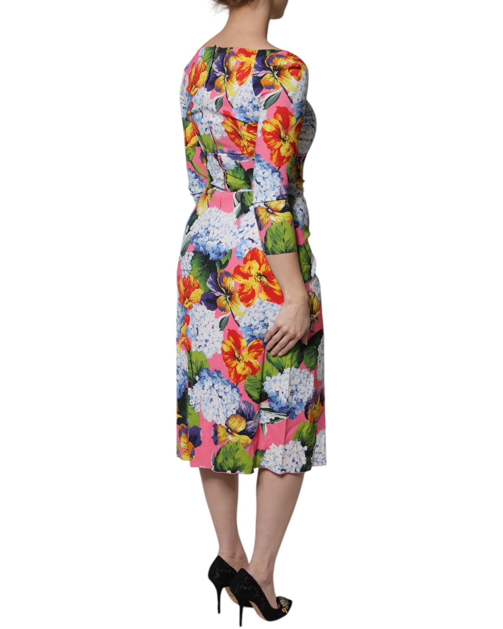 Dolce & Gabbana Women's Multicolor Floral Side Slit Midi Dress - 36 IT 5