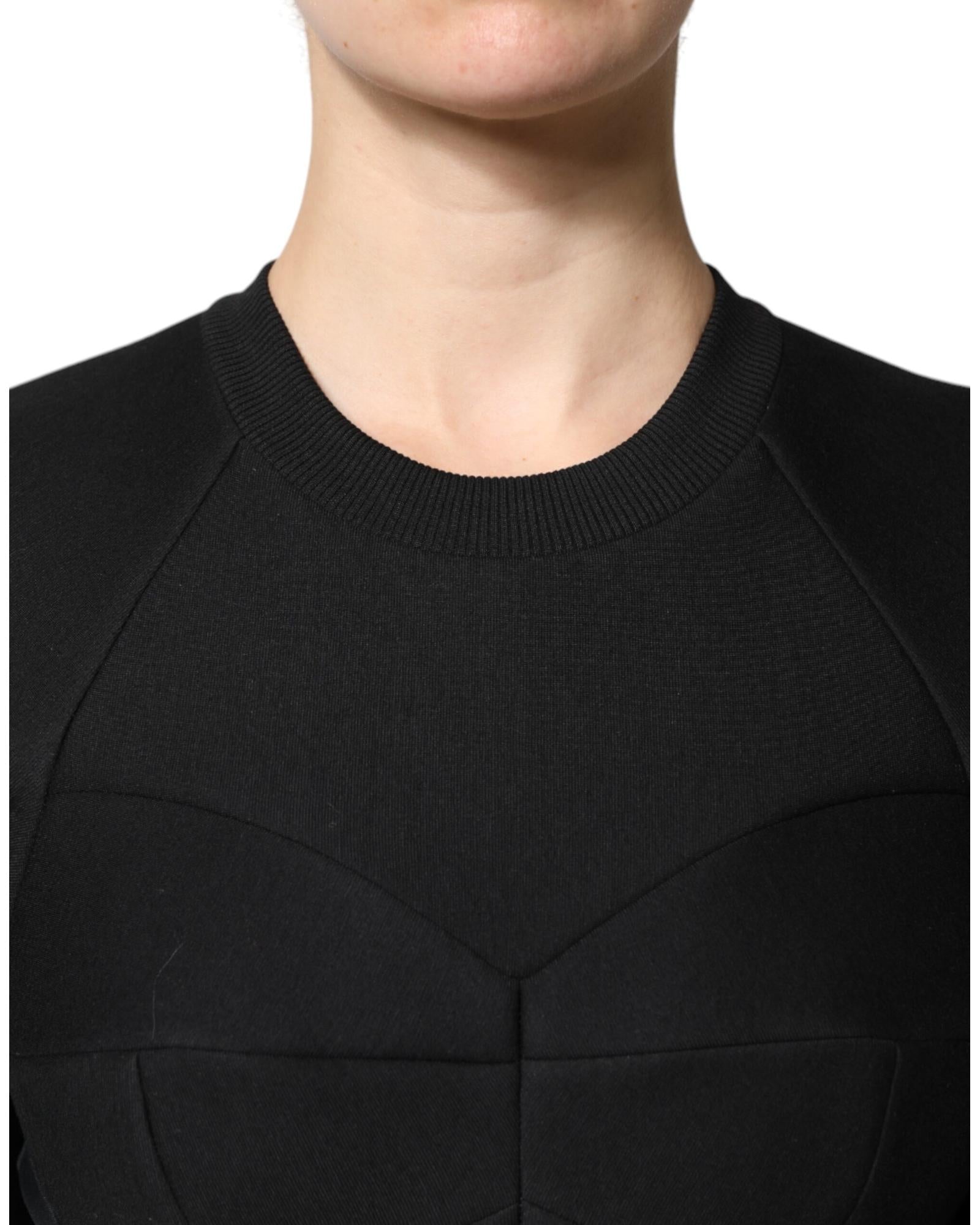 Dolce & Gabbana Women's Black Cotton Long Sleeves A-line Mini Dress - 38 IT 6