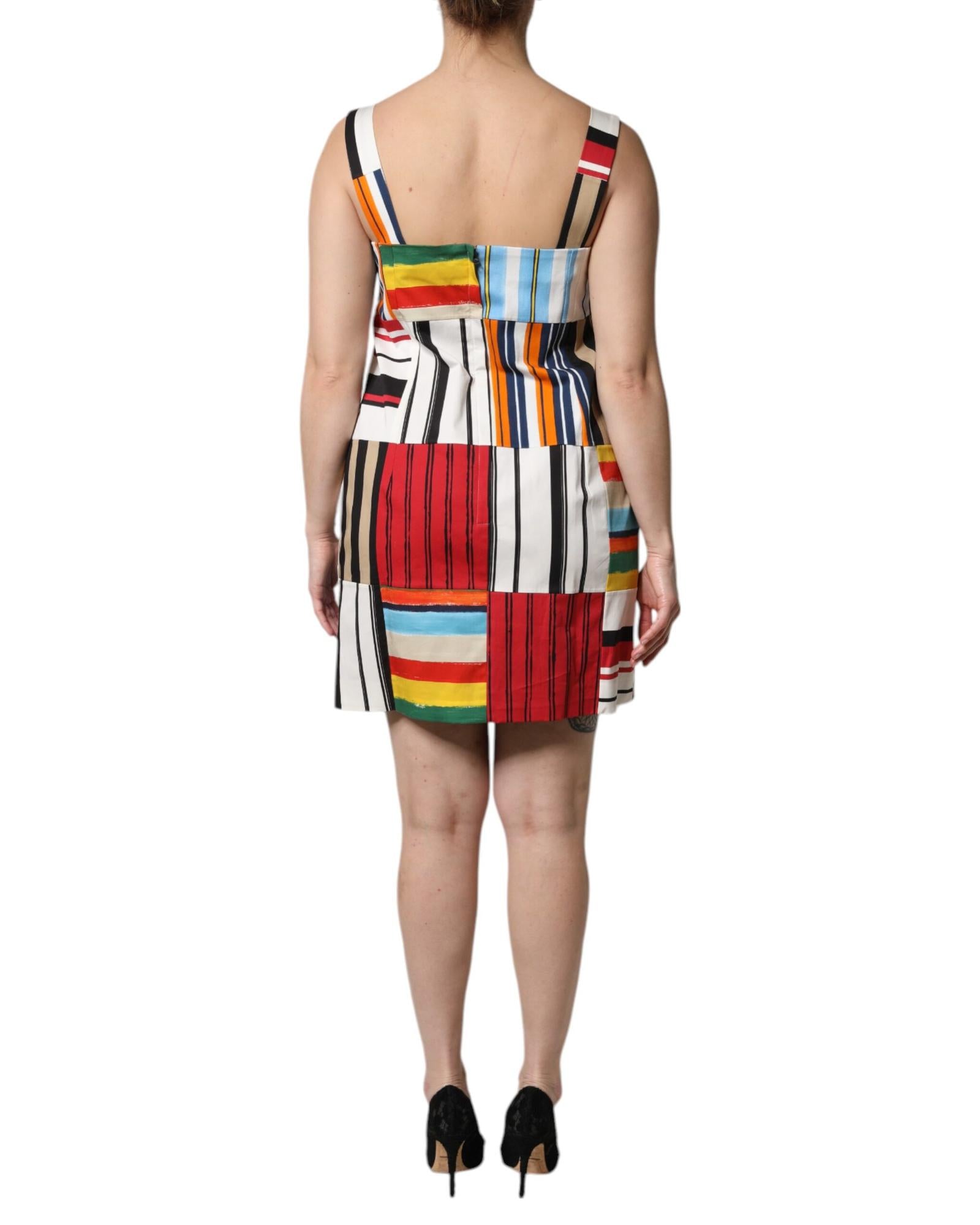 Dolce & Gabbana Women's Multicolor Cotton Stripe Sleeveless Dress - 42 IT 4