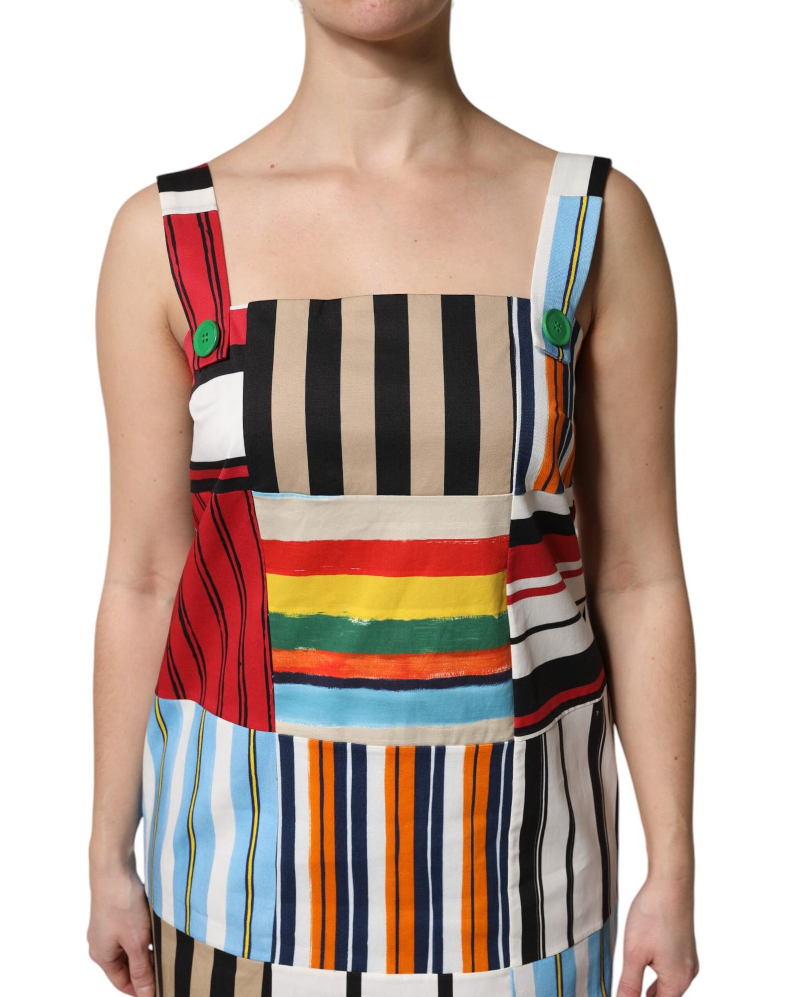 Dolce & Gabbana Women's Multicolor Cotton Stripe Sleeveless Dress - 42 IT 5