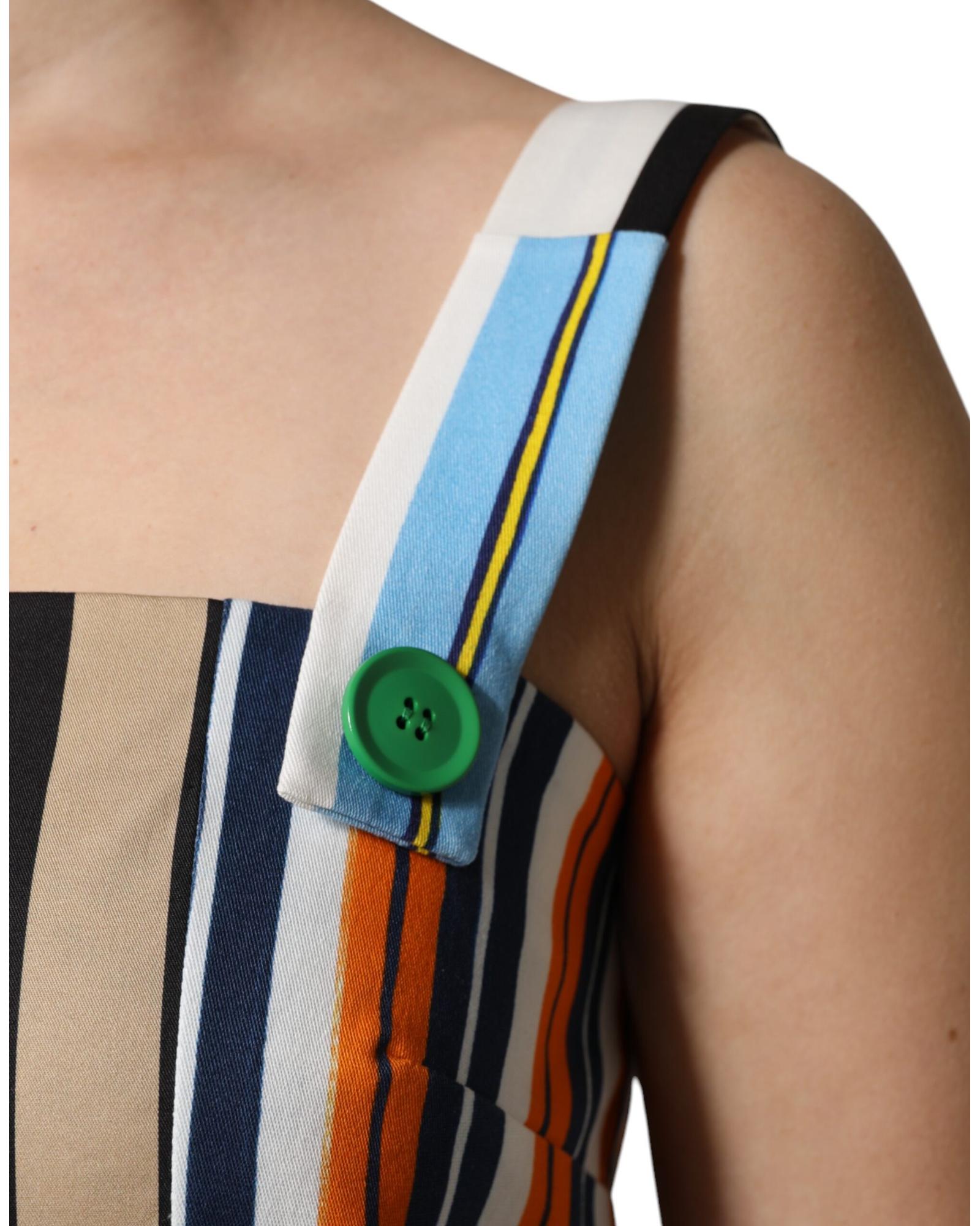 Dolce & Gabbana Women's Multicolor Cotton Stripe Sleeveless Dress - 42 IT 6
