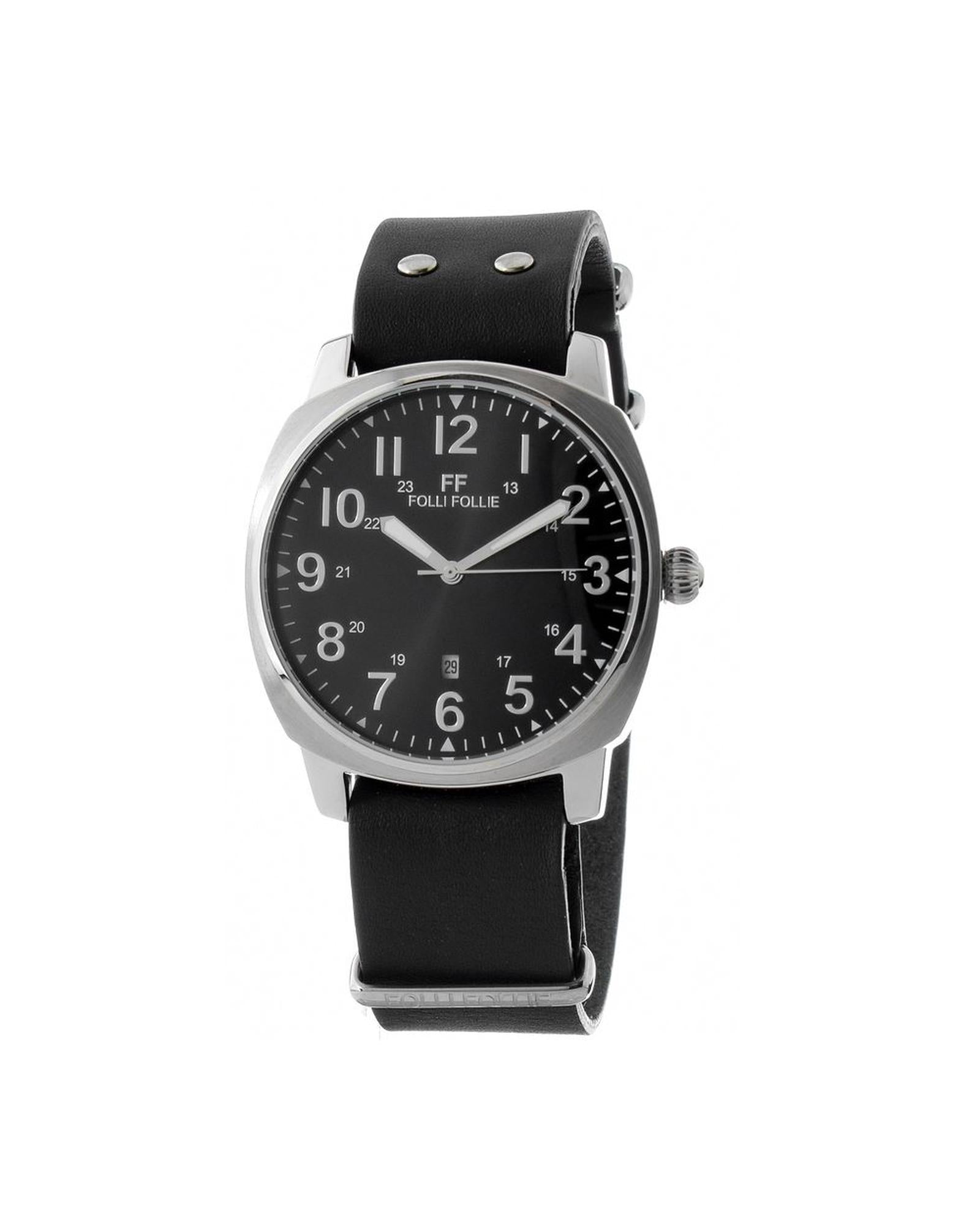 Folli Follie Men's Black Leather Watch - One Size