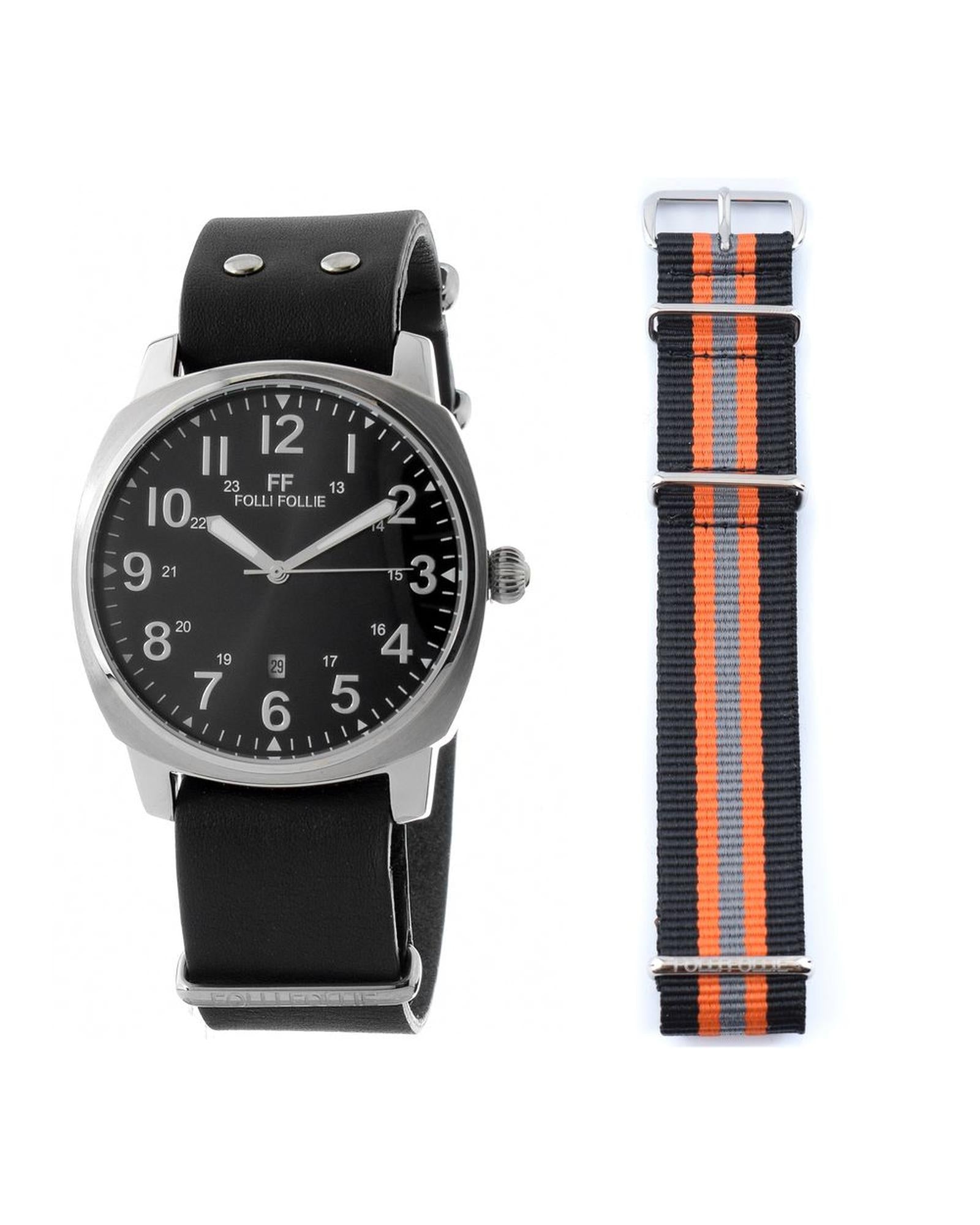 Folli Follie Men's Black Leather Watch - One Size