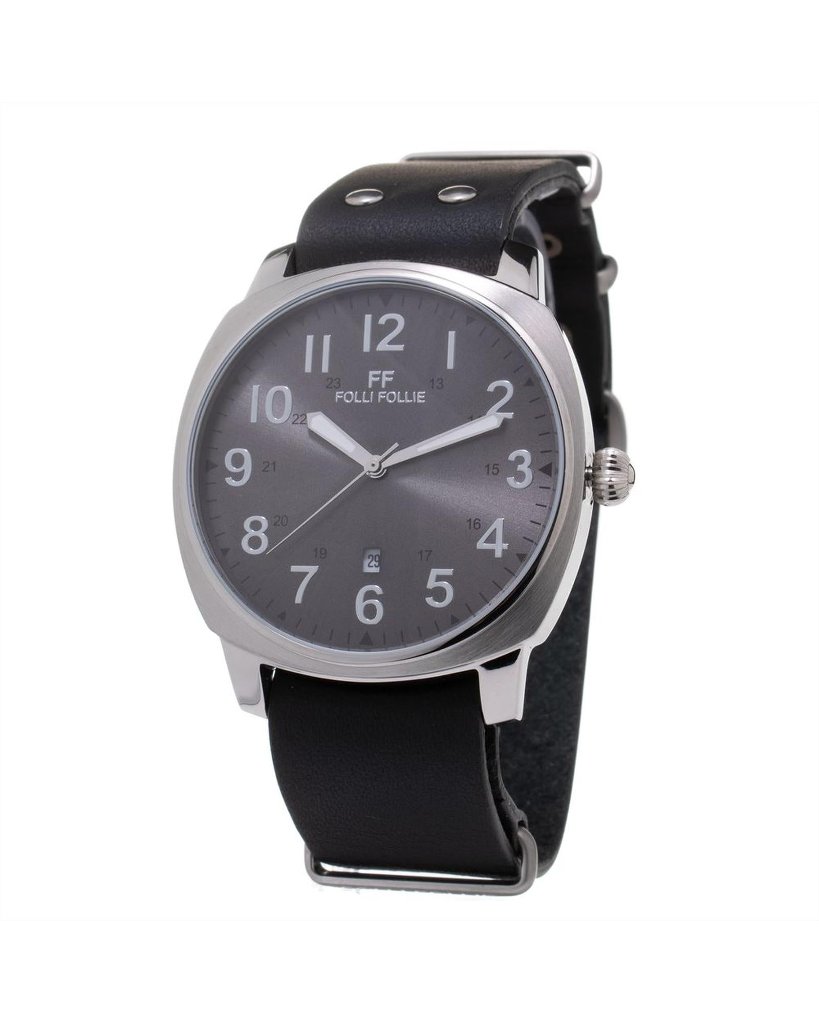 Folli Follie Men's Black Leather Watch - One Size