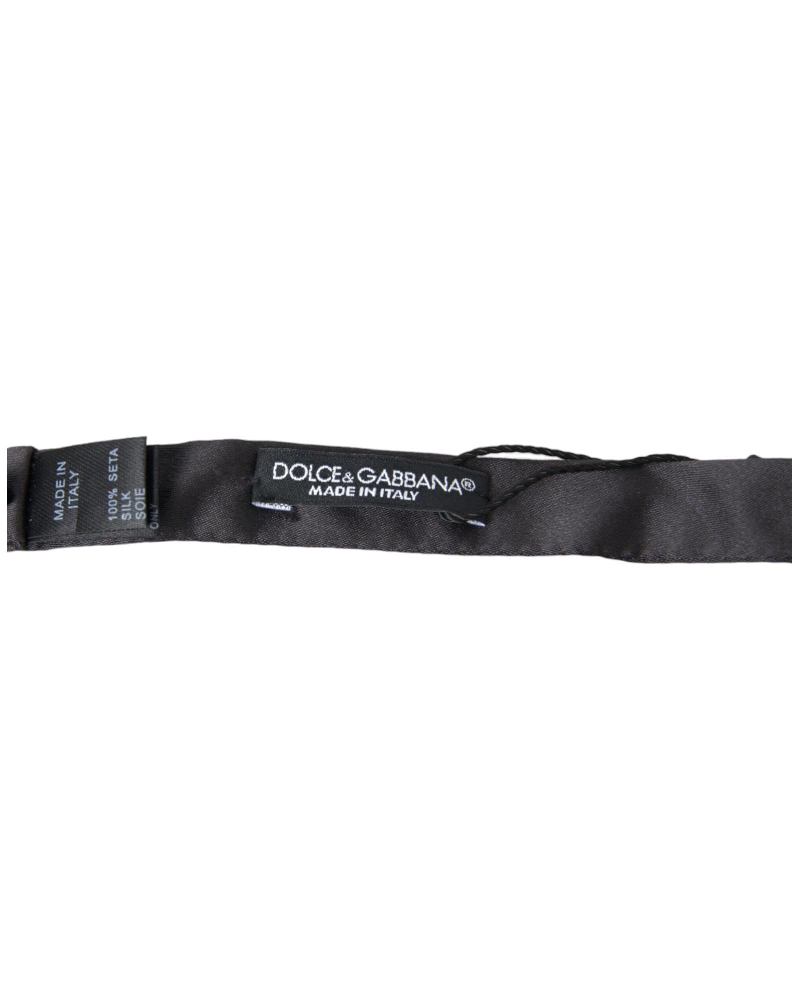 Dolce & Gabbana Men's Dark Gray Silk Adjustable Neck  Papillon Bow Tie - One Size 3