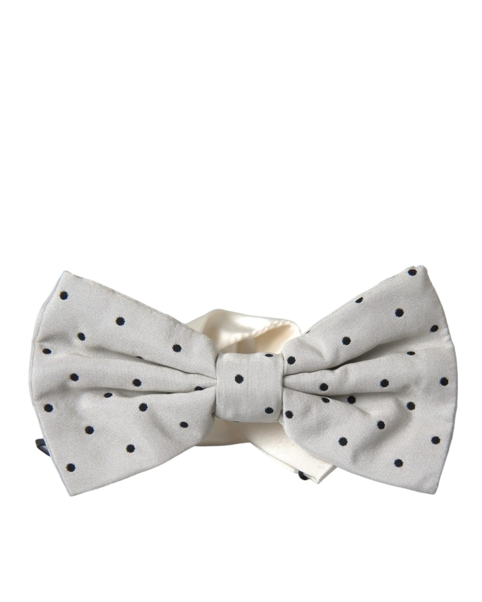 Dolce & Gabbana Men's White Black Polka Dot Polyester Bow Tie  - One Size 5