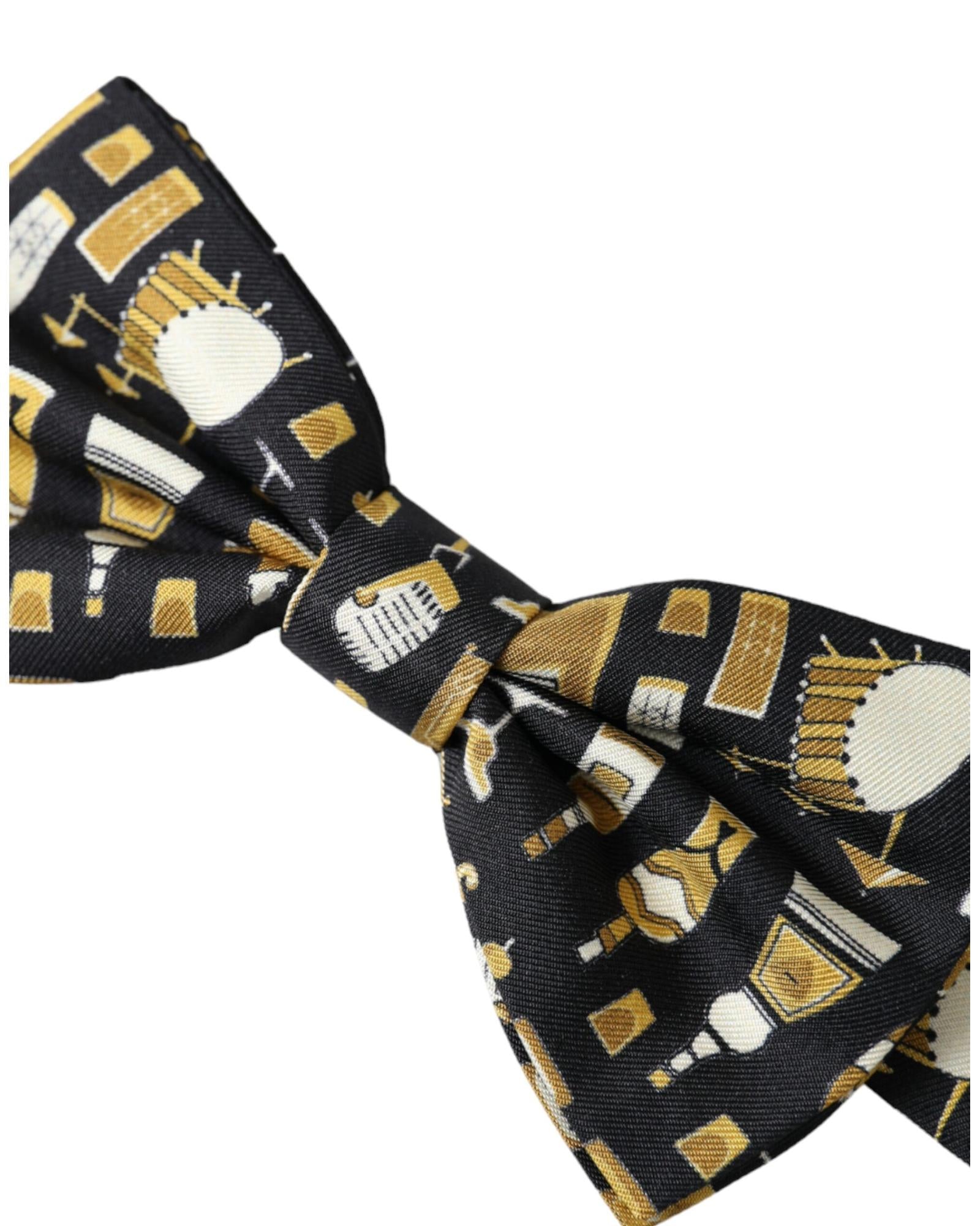 Dolce & Gabbana Men's Black Silk Cocktail Adjustable Neck  Bow Tie - One Size 3