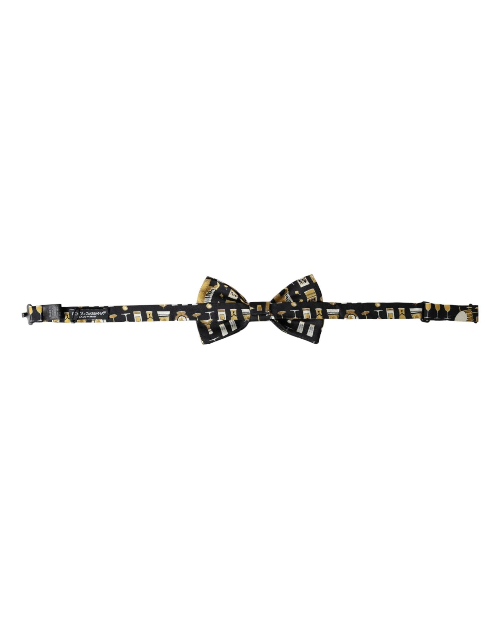 Dolce & Gabbana Men's Black Silk Cocktail Adjustable Neck  Bow Tie - One Size 4