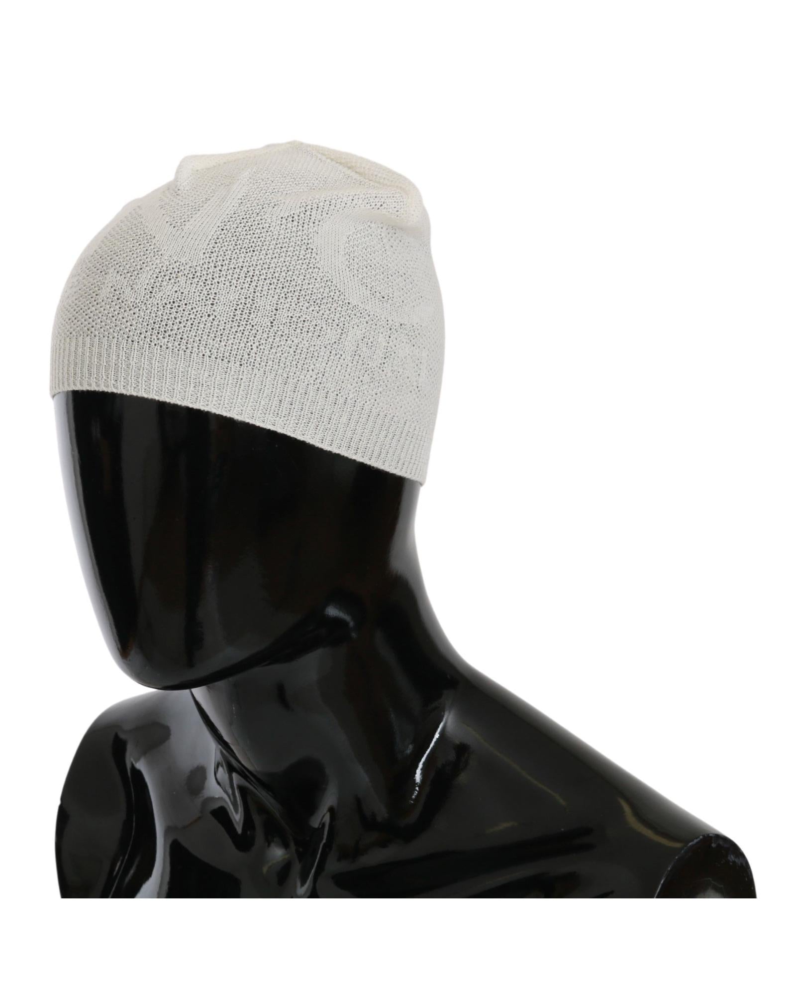 Costume National Men's Beanie White Wool Blend Branded Hat - One Size 4